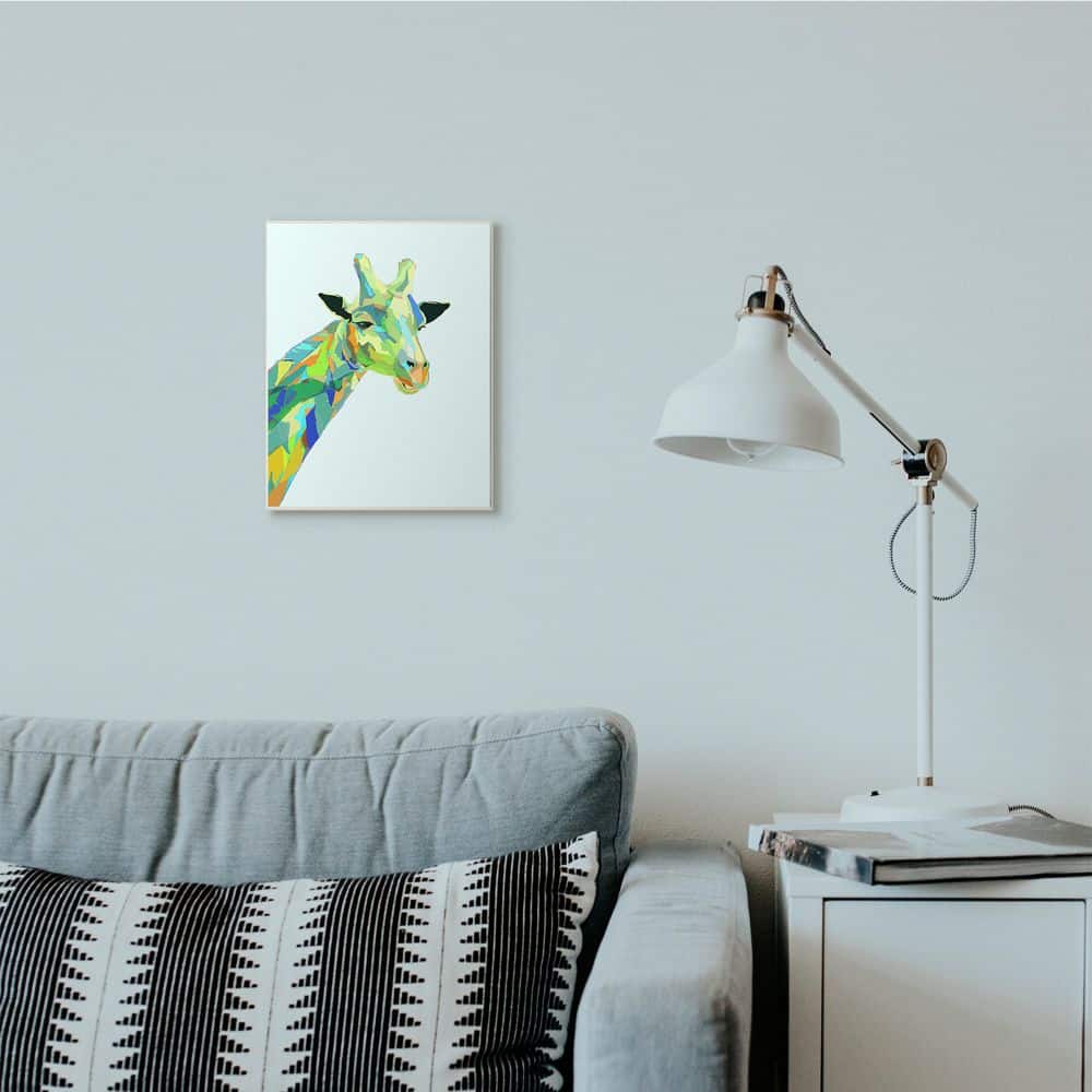 Stupell Industries Giraffe Abstract Shapes Blue Green Animal Design Wall Plaque