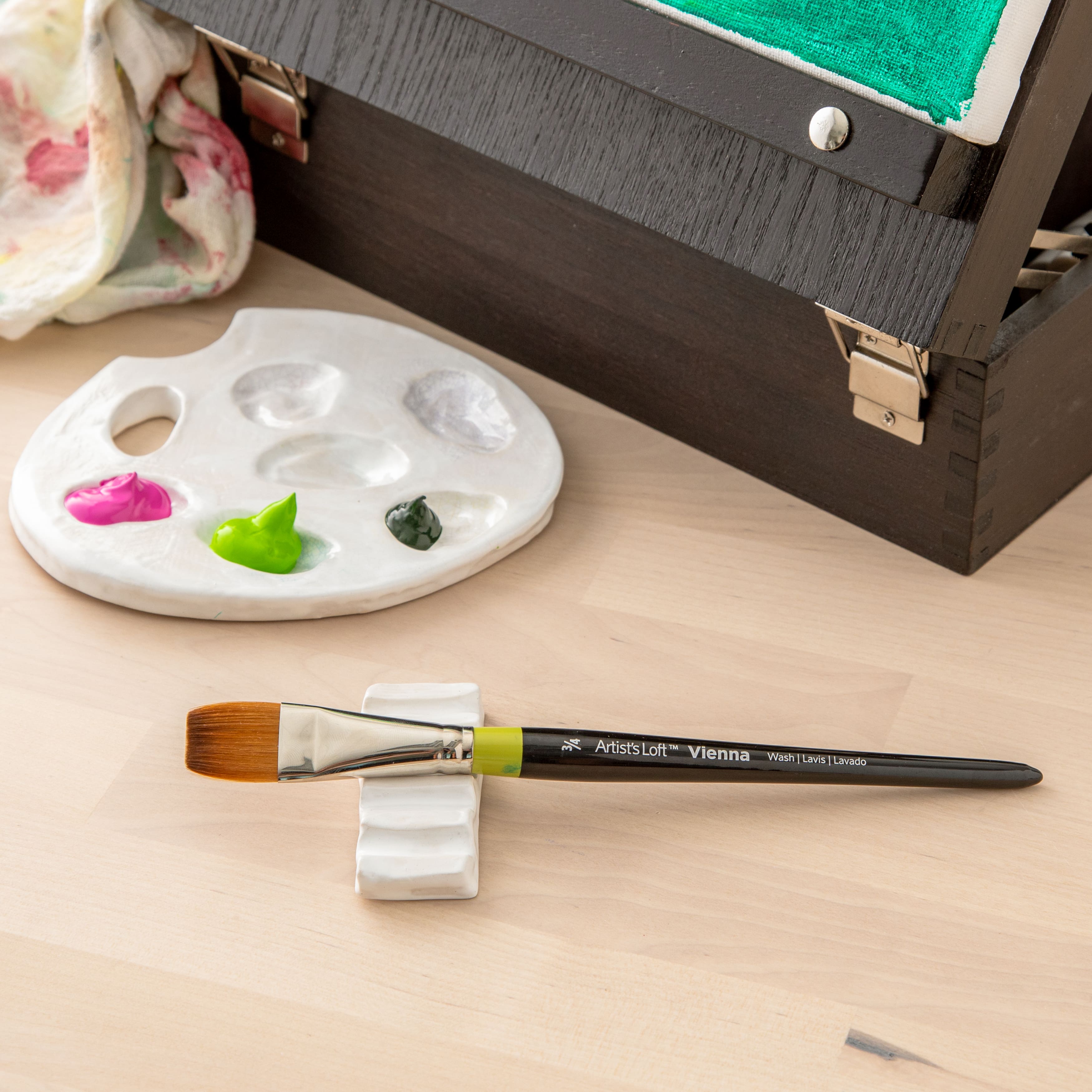 12 Pack: Vienna Golden Taklon Short Handle Flat Wash Brush by Artist's Loft™