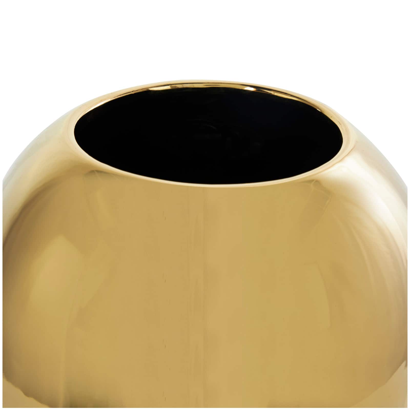 CosmoLiving by Cosmopolitan 13" White Ceramic Vase with Abstract Gold Melting Drips