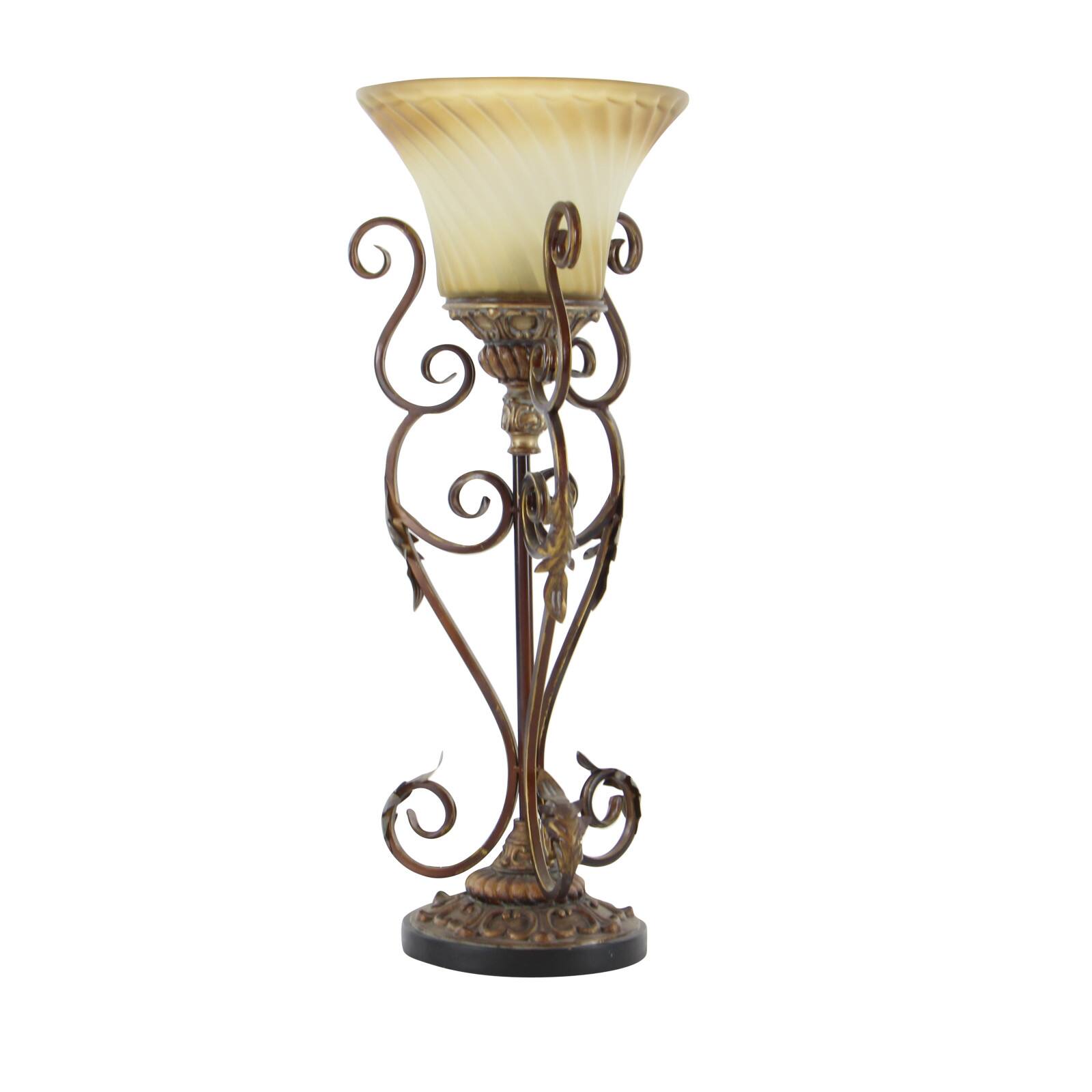 Set of 2" Brown Metal Mediterranean Uplight, 30"