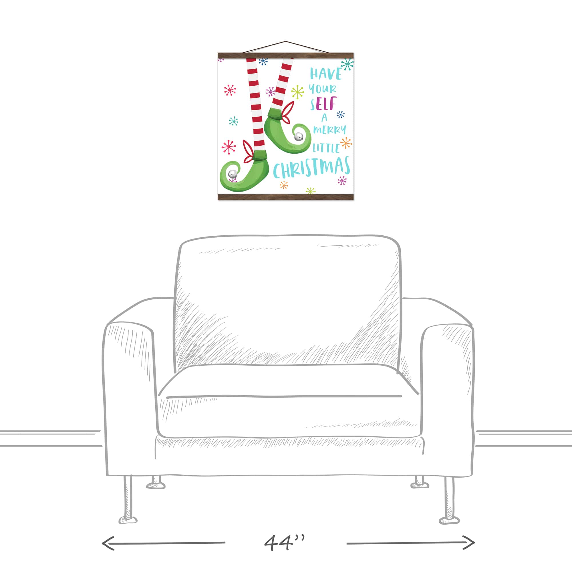 A Merry Christmas Elf Teak Hanging Canvas Wall Art