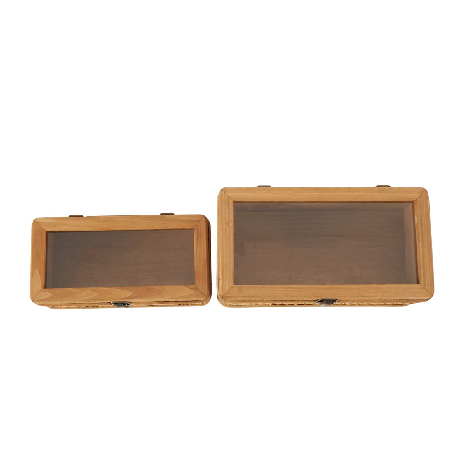 Brown Handmade Woven Rattan Box with Glass Top Set