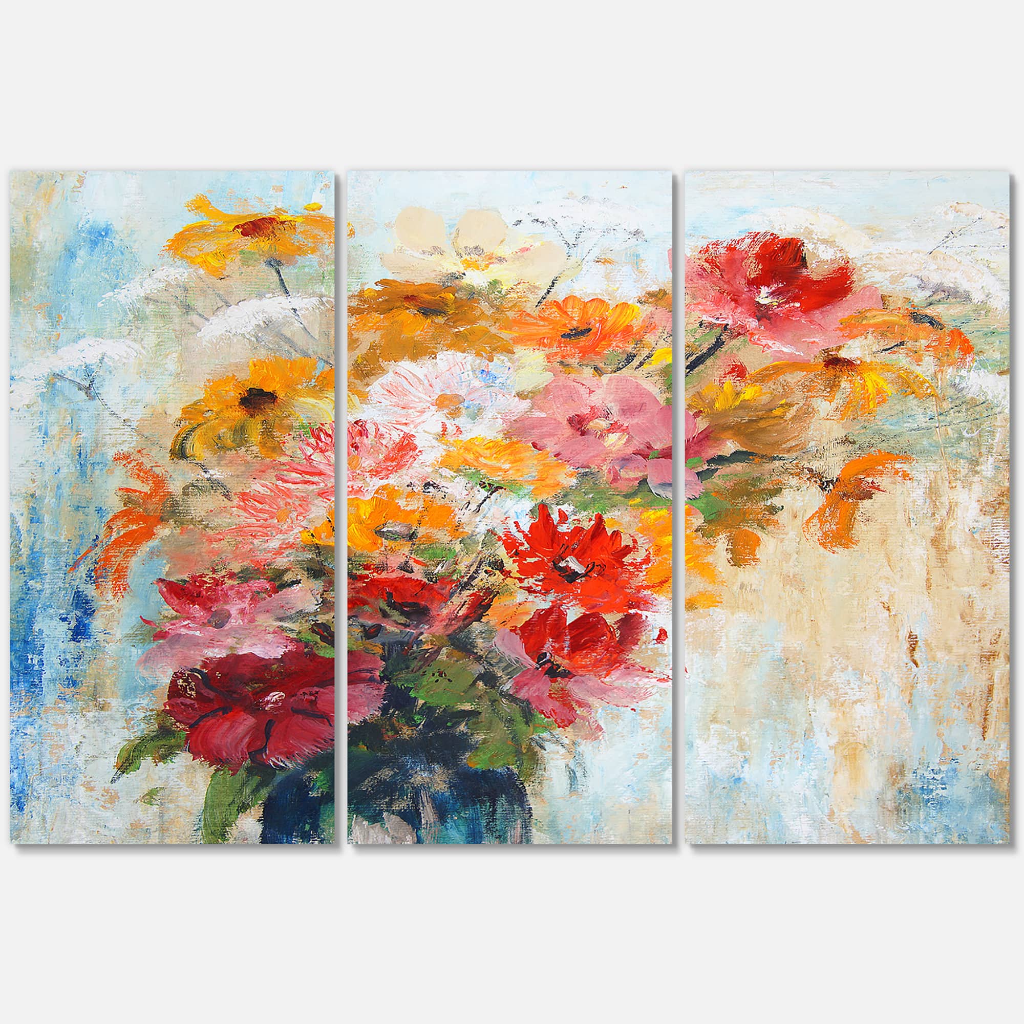 Designart - Flowers in Vase Painted - Floral Art Canvas Print