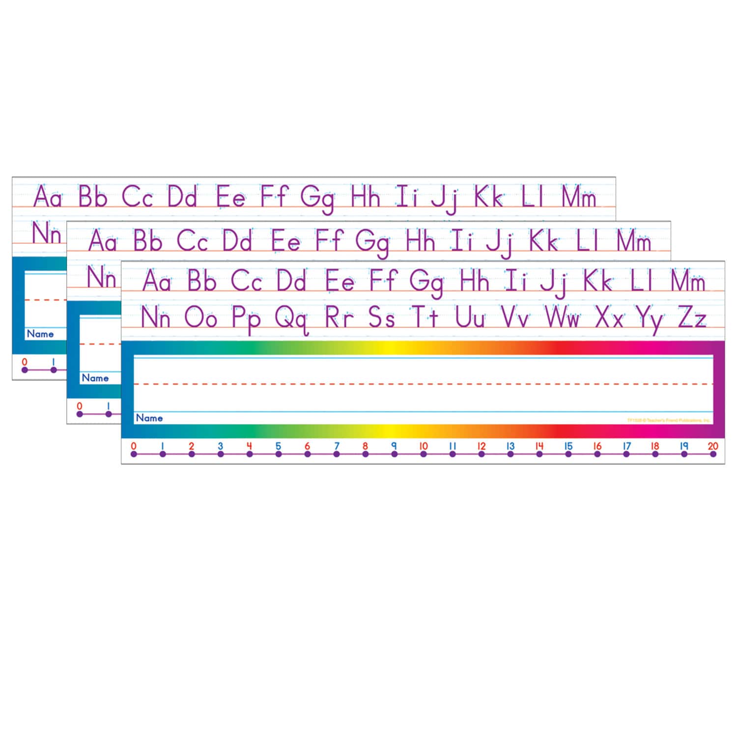 Scholastic Teaching Solutions Alphabet & Number Line Name Plates, 3 Packs of 36