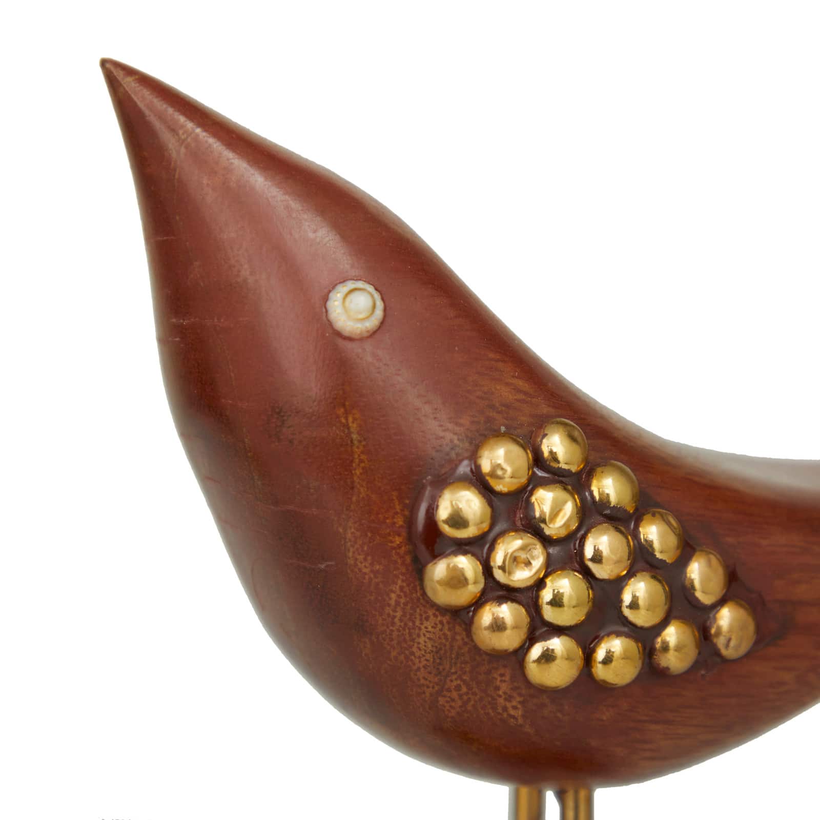 Brown Wood Traditional Bird Sculpture, Set of 2" 3", 10"