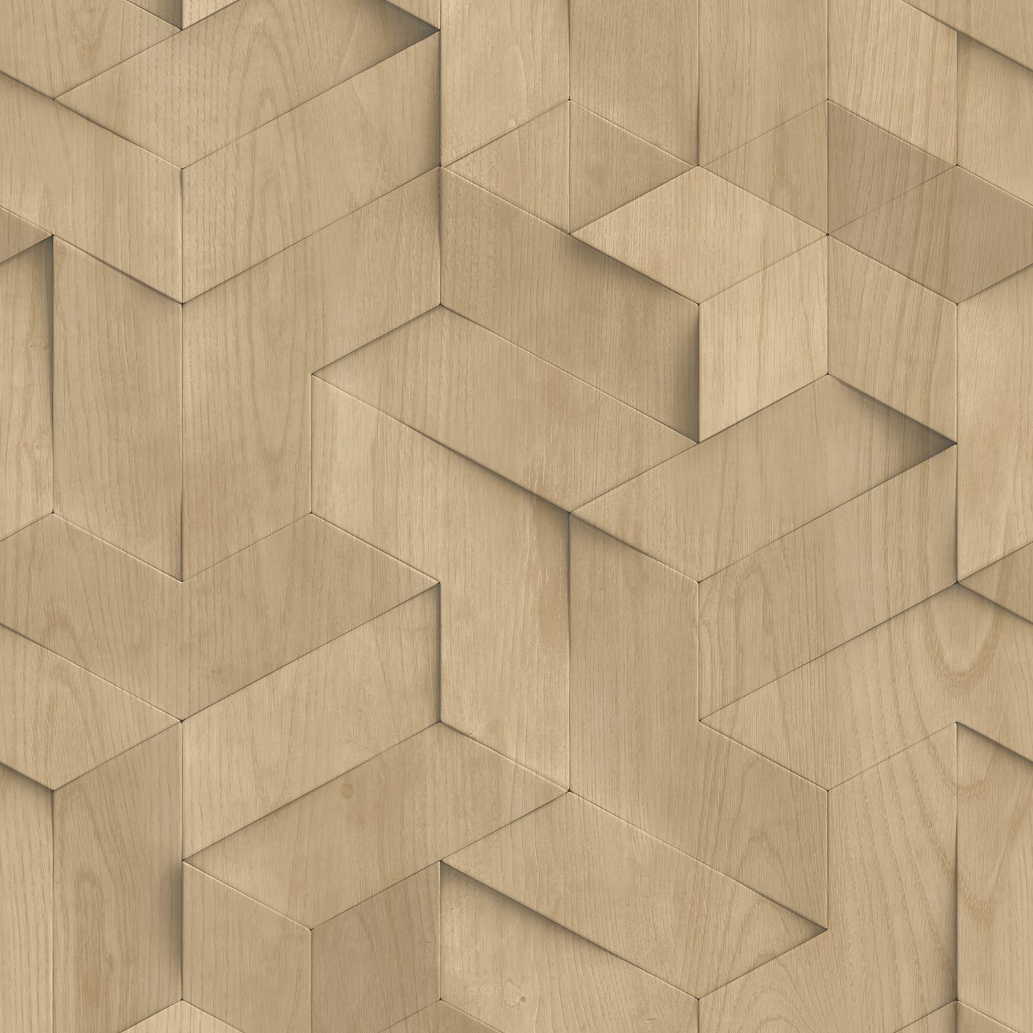 Designs Direct Woodblock Geometric Illusion Wallpaper
