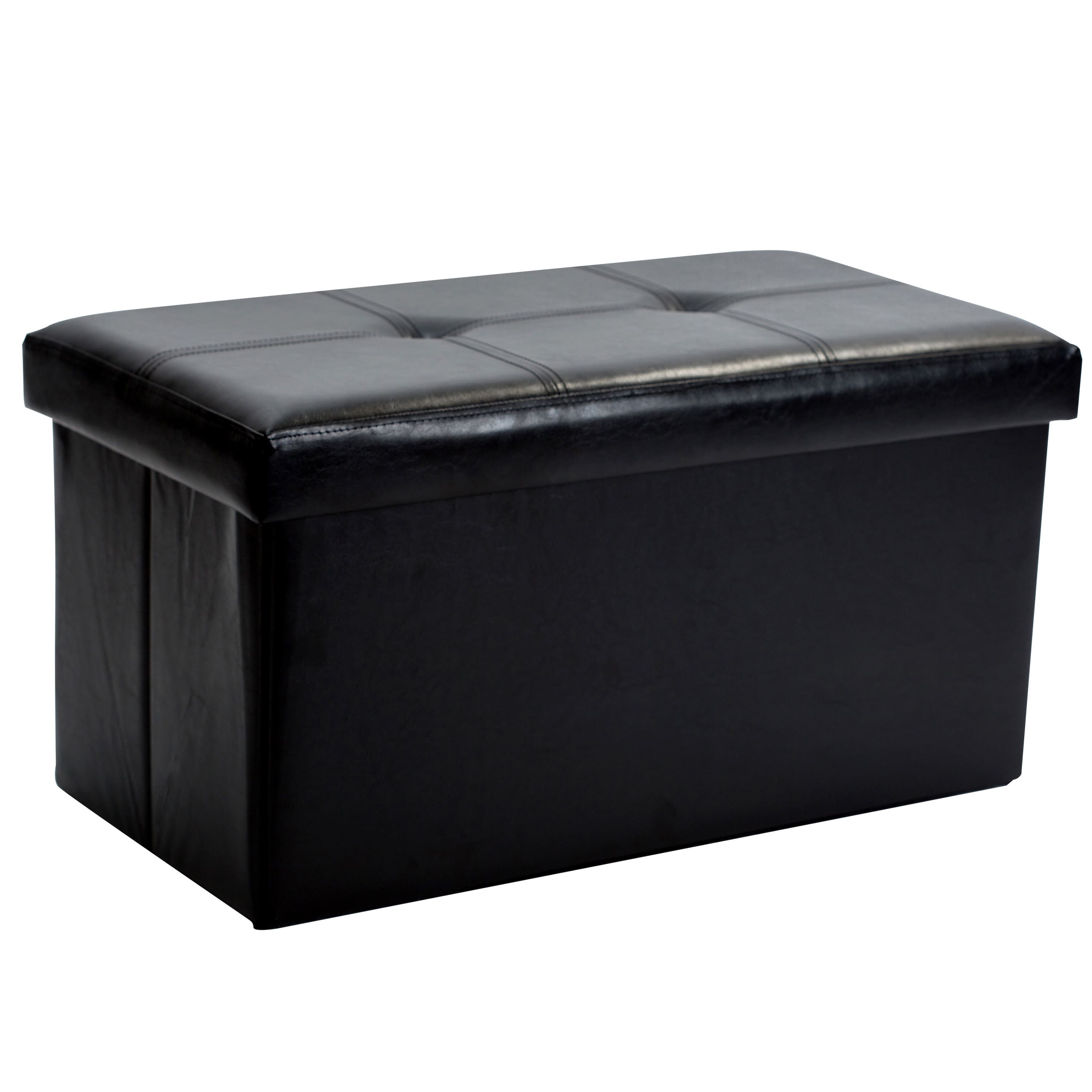 Simplify Faux Leather Double Folding Storage Ottoman