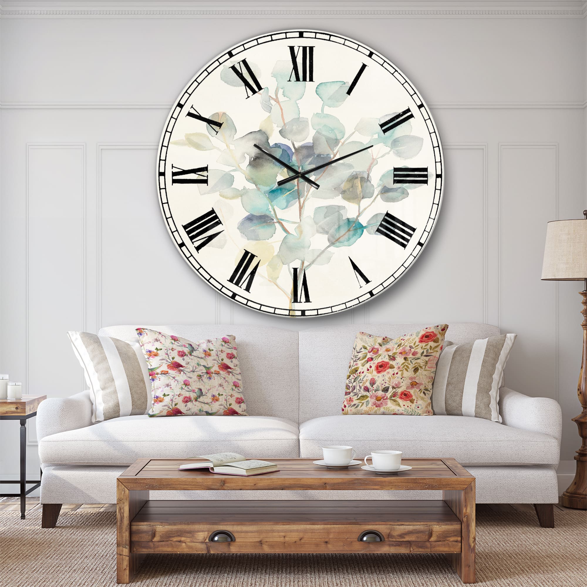 Designart Eucalyptus Leaves I Traditional Wall Clock