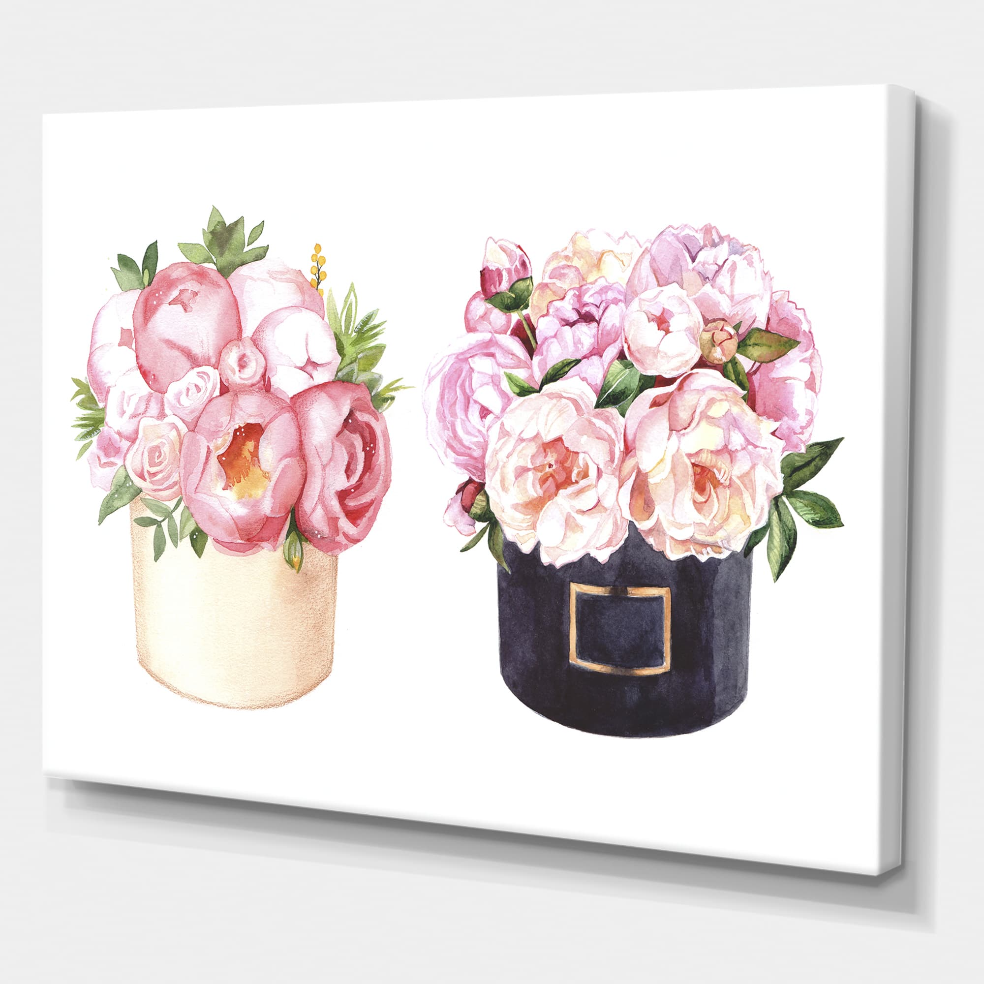 Designart - Flower Box With Peonies and Rose - Farmhouse Canvas Wall Art Print