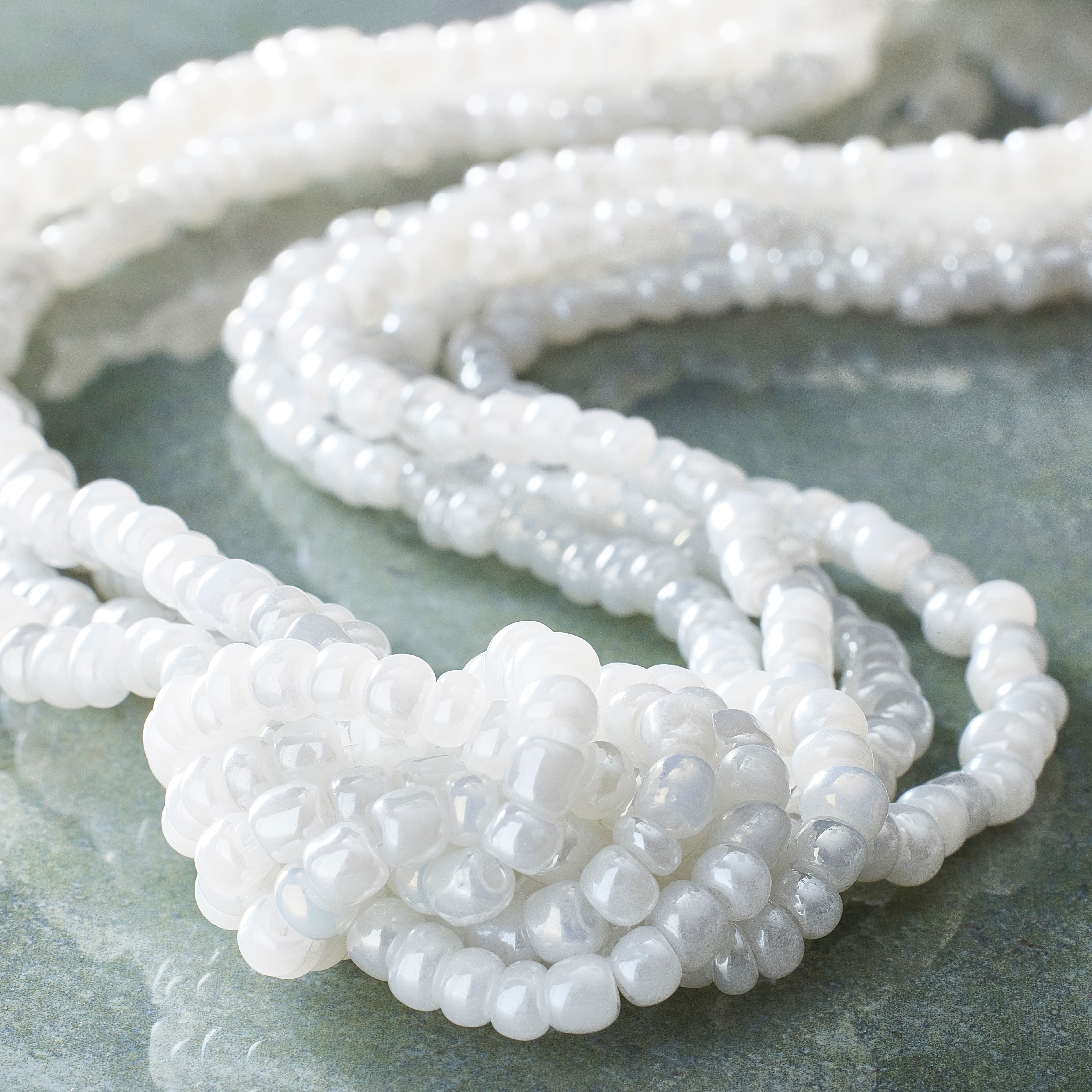 12 Pack: Shiny White Glass Seed Beads, 6/0 by Bead Landing™