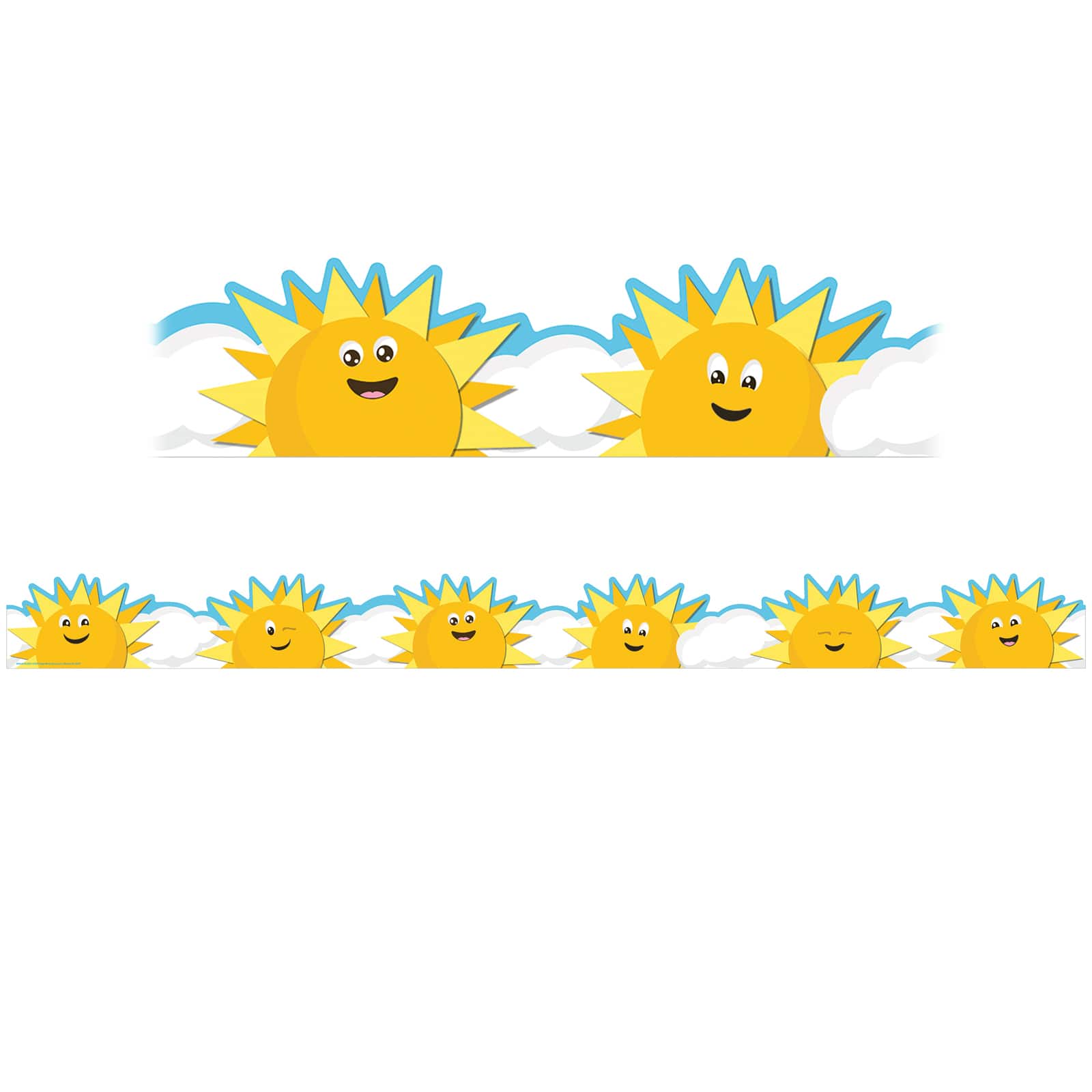 Eureka® Growth Mindset Sun & Clouds Stripes Deco Trim® Extra Wide Die Cut, 222ft.