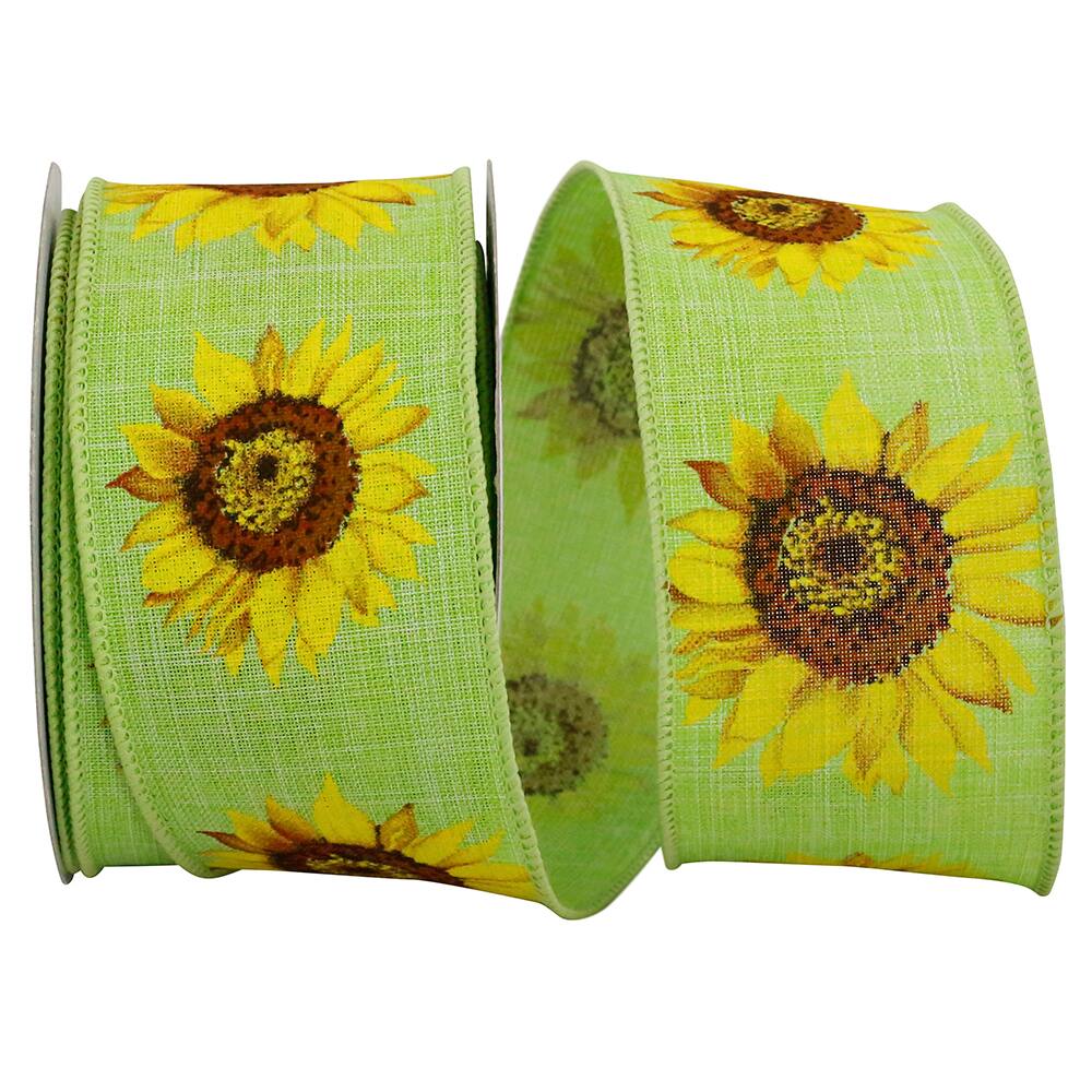Reliant 2.5" x 10yd. Linen Wired Sunflower Ribbon