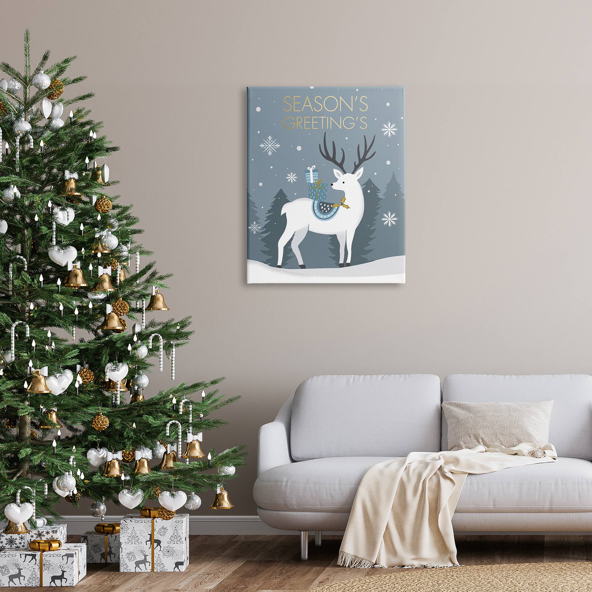 Stupell Industries Season's Greetings Holiday Reindeer Canvas Wall Art