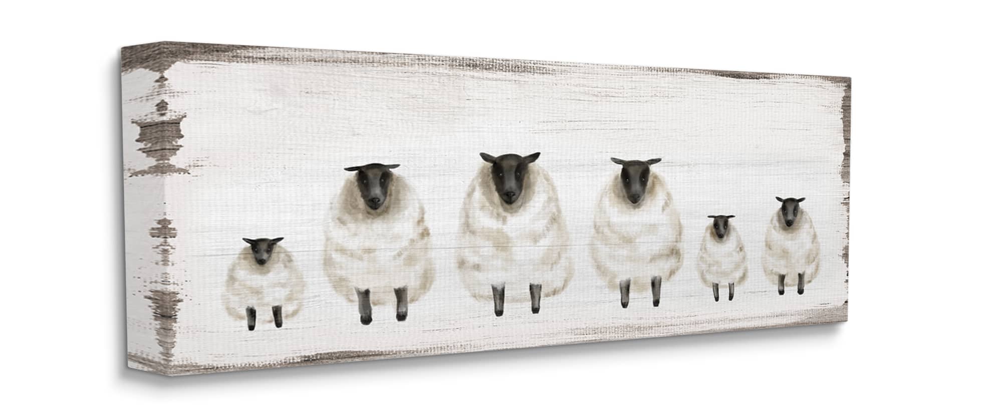 Stupell Industries Fluffy Farm Sheep Herd Rustic Country Animals Canvas Wall Art