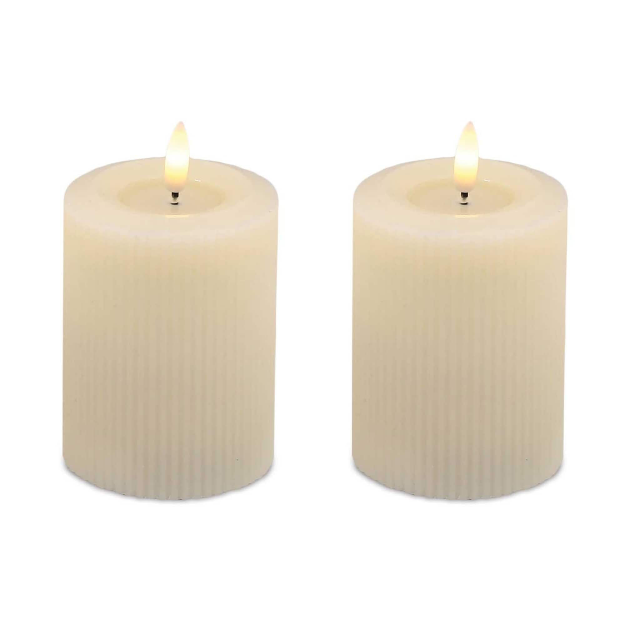 Melrose Beige FIA WICK LED Pillar Candles, 2ct.