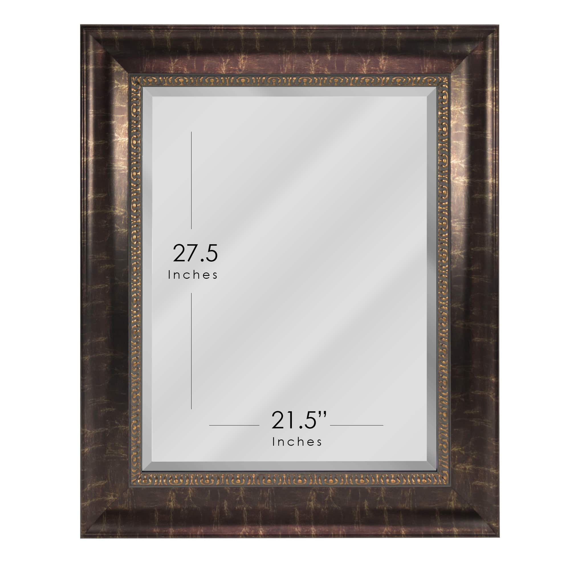 Head West Bronze Distressed 30.5" x 36.5" Framed Beveled Accent Vanity Mirror