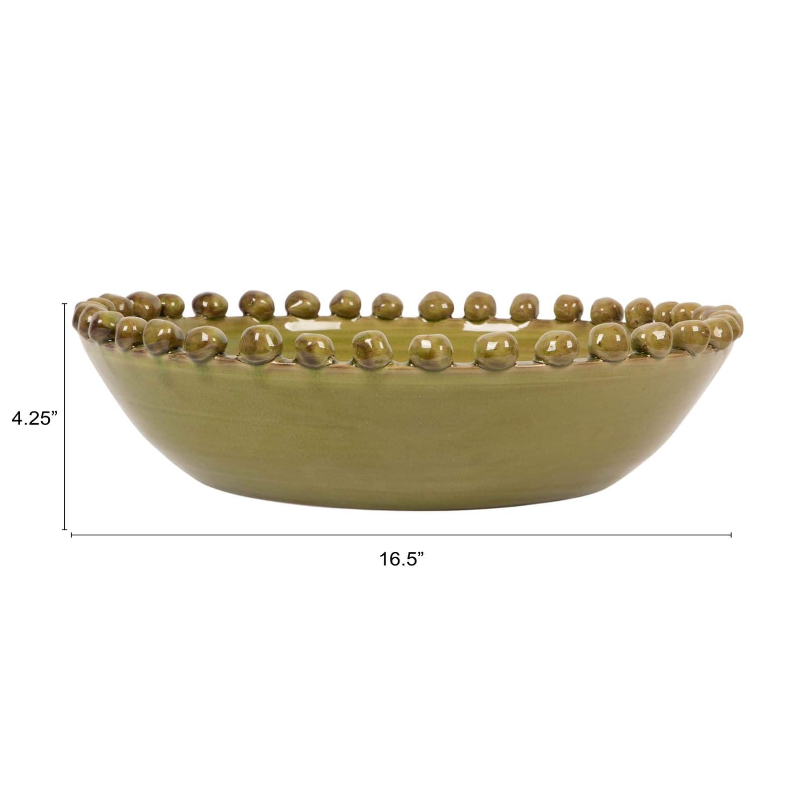 Hello Honey® 16.5" Green Round Hobnail Terra Cotta Decorative Bowl