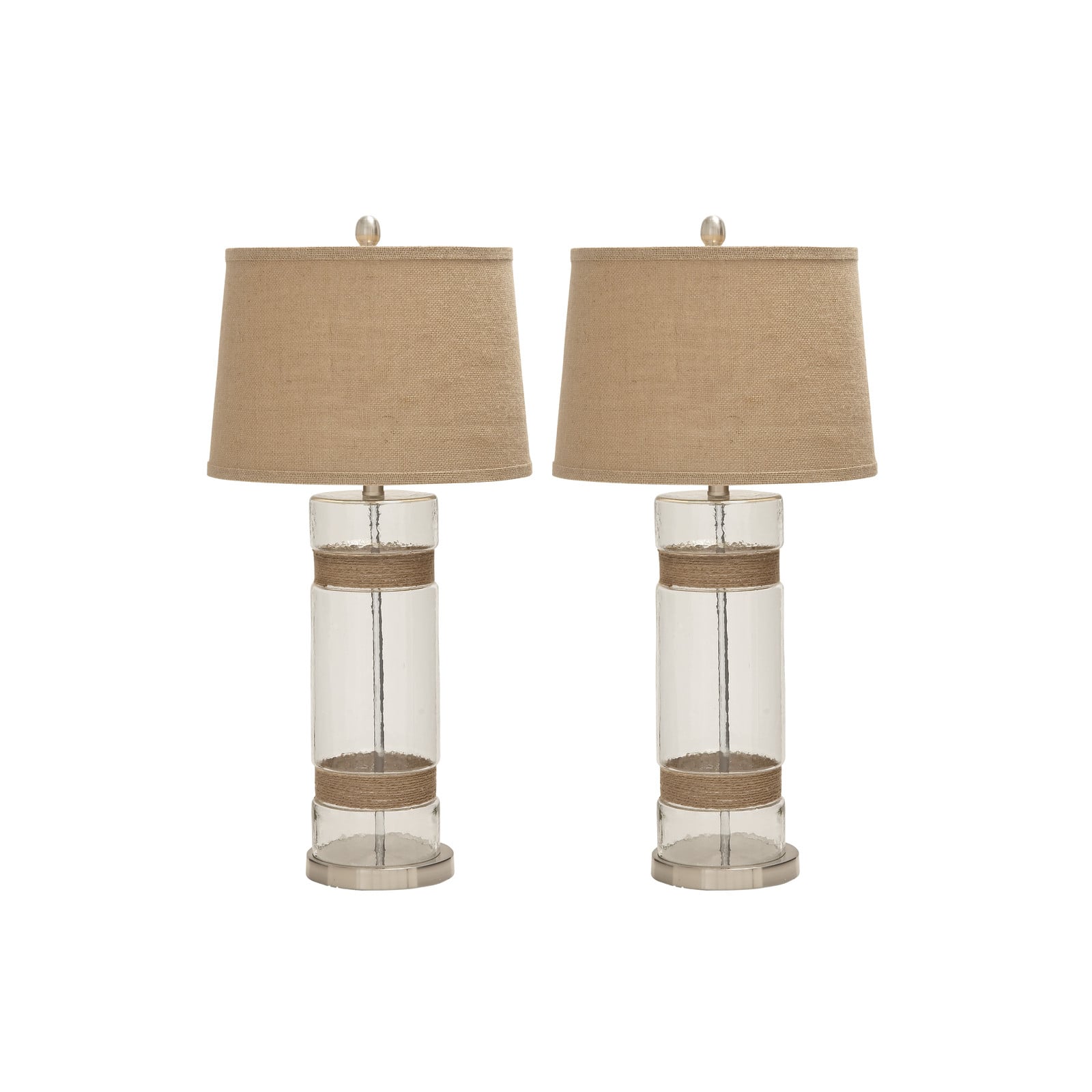 Set of 2 Silver Glass Rustic Table Lamp, 31"