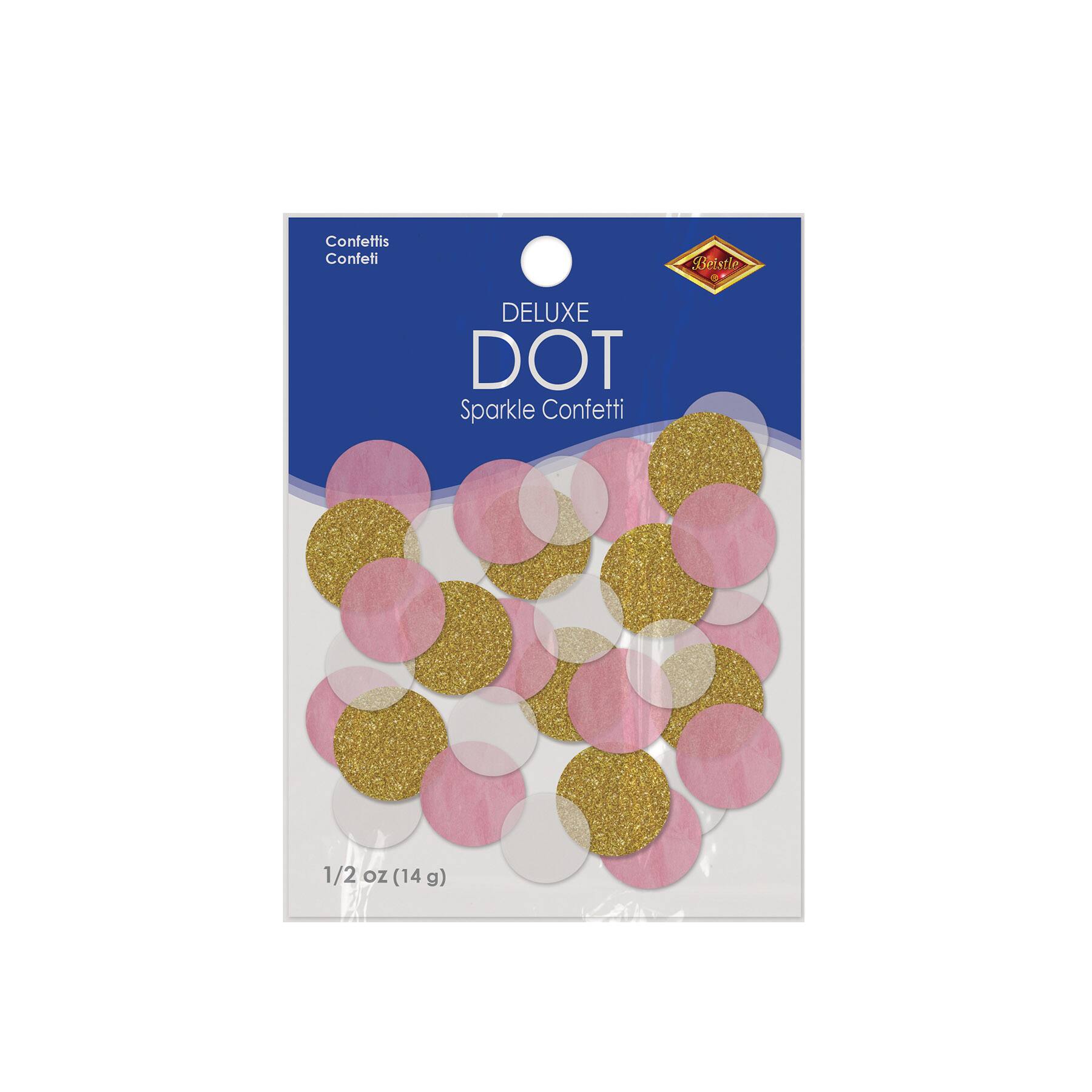 Beistle 1/2oz. Pink & Gold Dot Deluxe Sparkle Confetti Packs, 2ct.