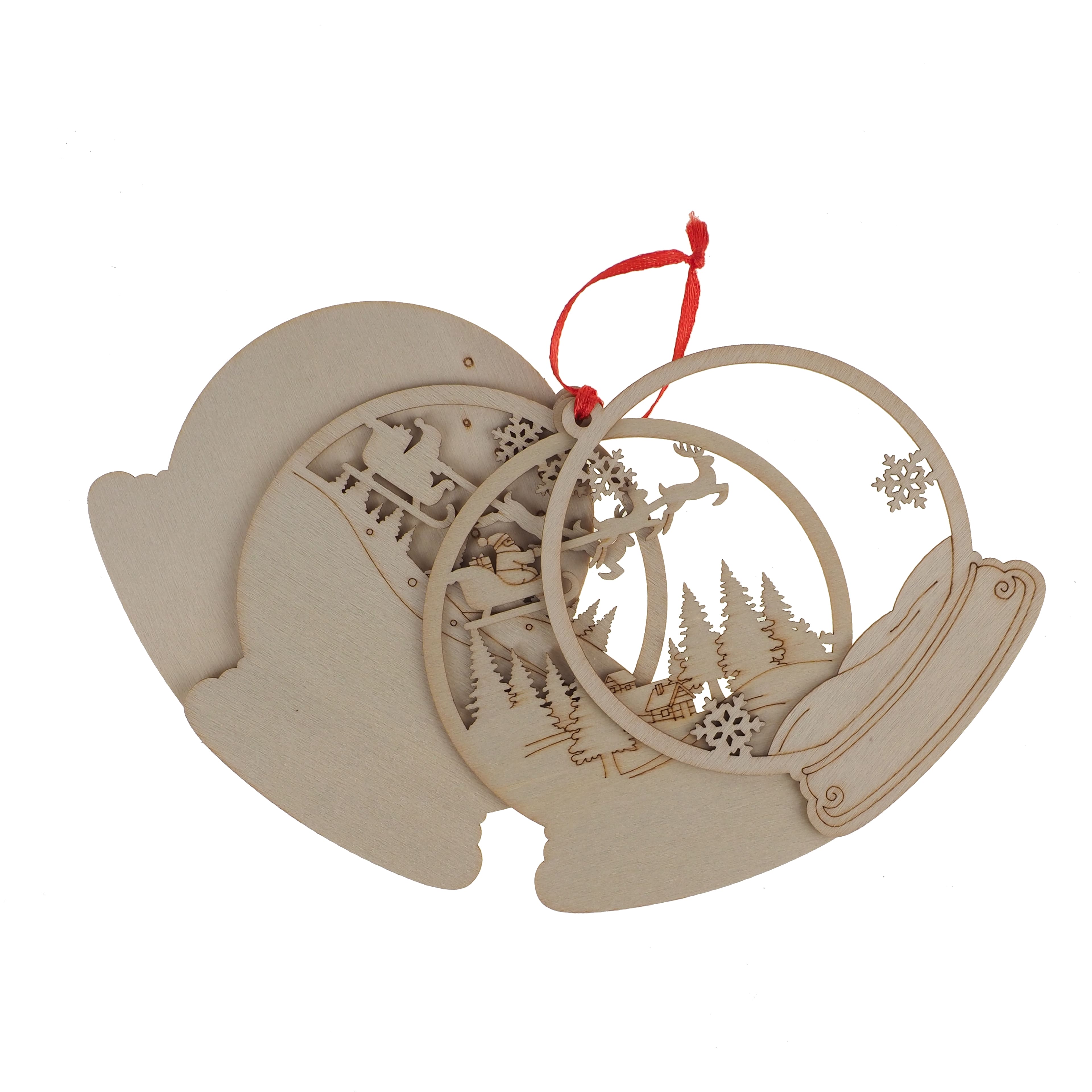 4" Santa & Sleigh DIY Layered Wood Snow Globe Ornament by Make Market®