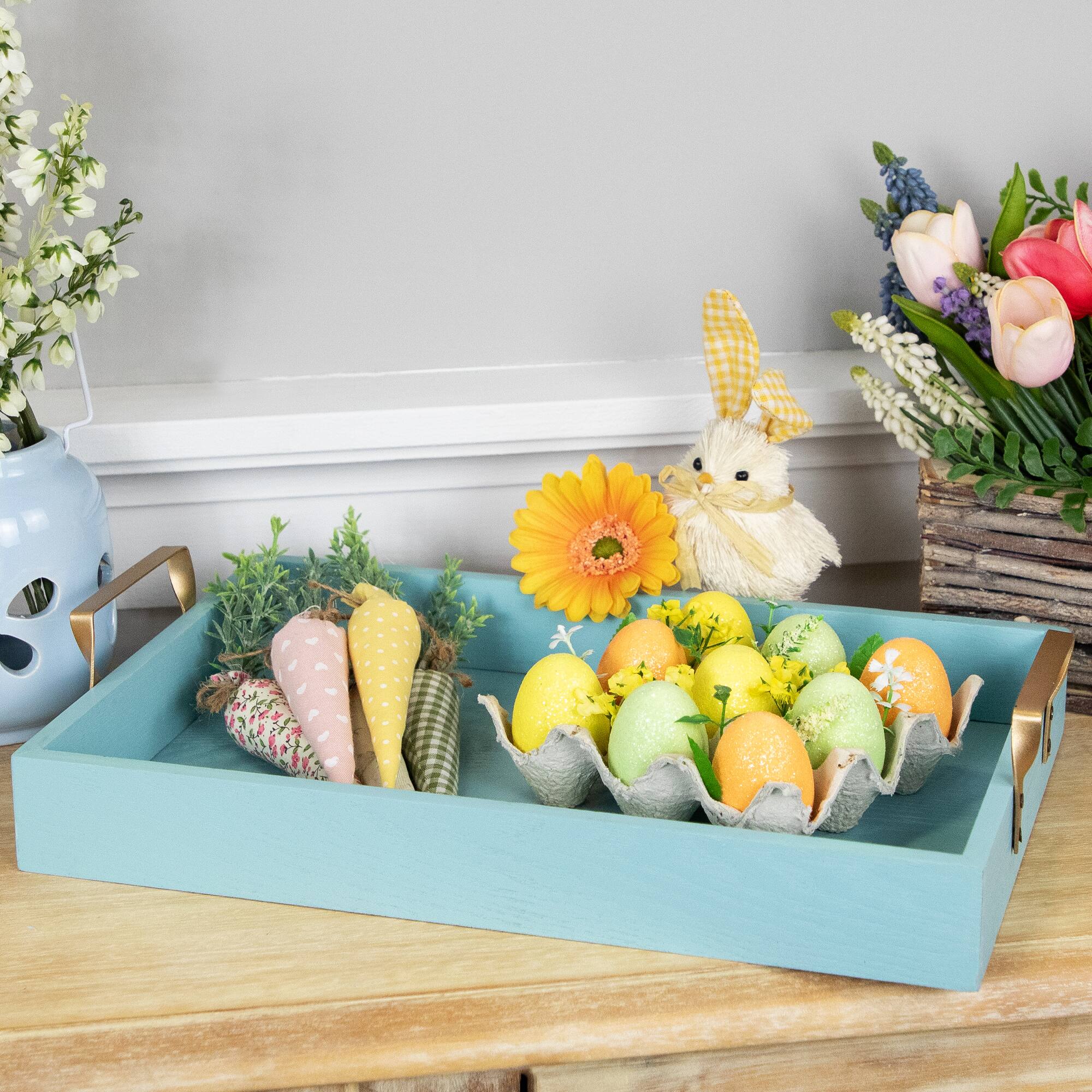 6.25" Glittered Easter Eggs with Carton Decoration