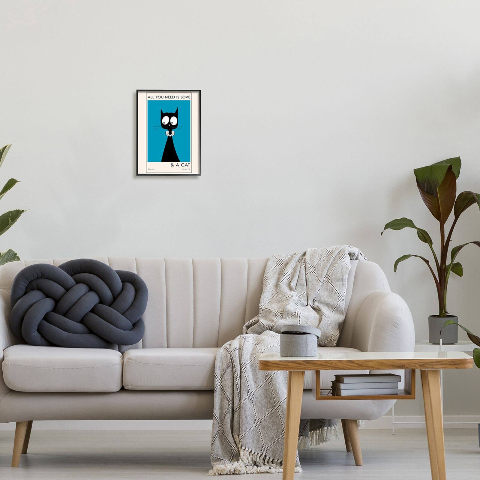 Stupell Industries Love and A Cat Phrase Funny Fashion Feline Framed Wall Art