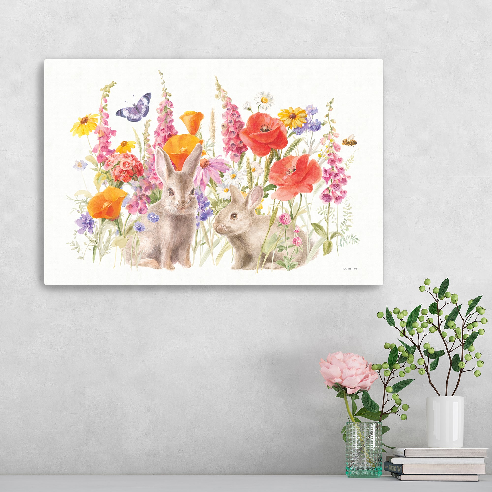 Lumaprints Wildflowers in Bloom I Bunny Canvas Giclée Art