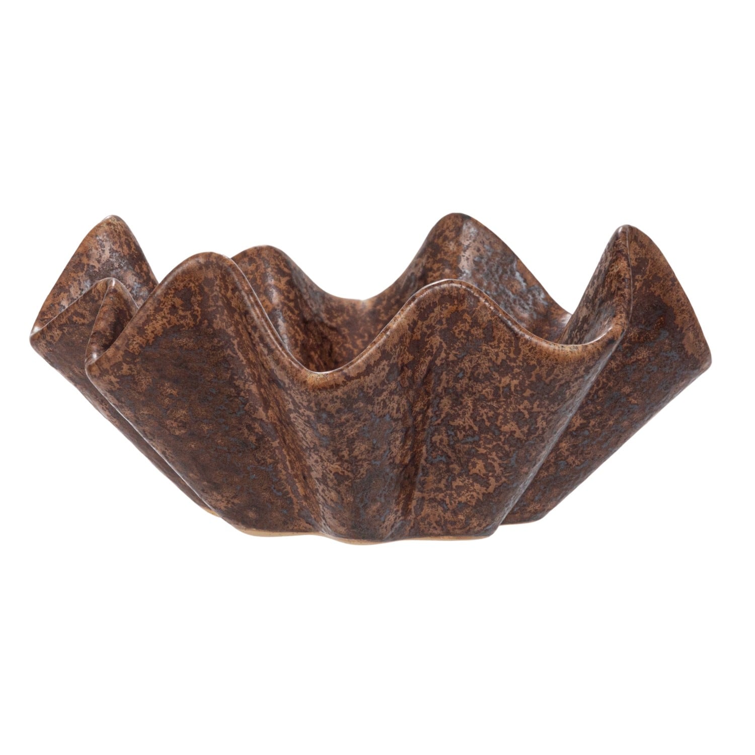 Hello Honey® 5.5" Brown Reactive Glaze Round Stoneware Ruffled Bowl