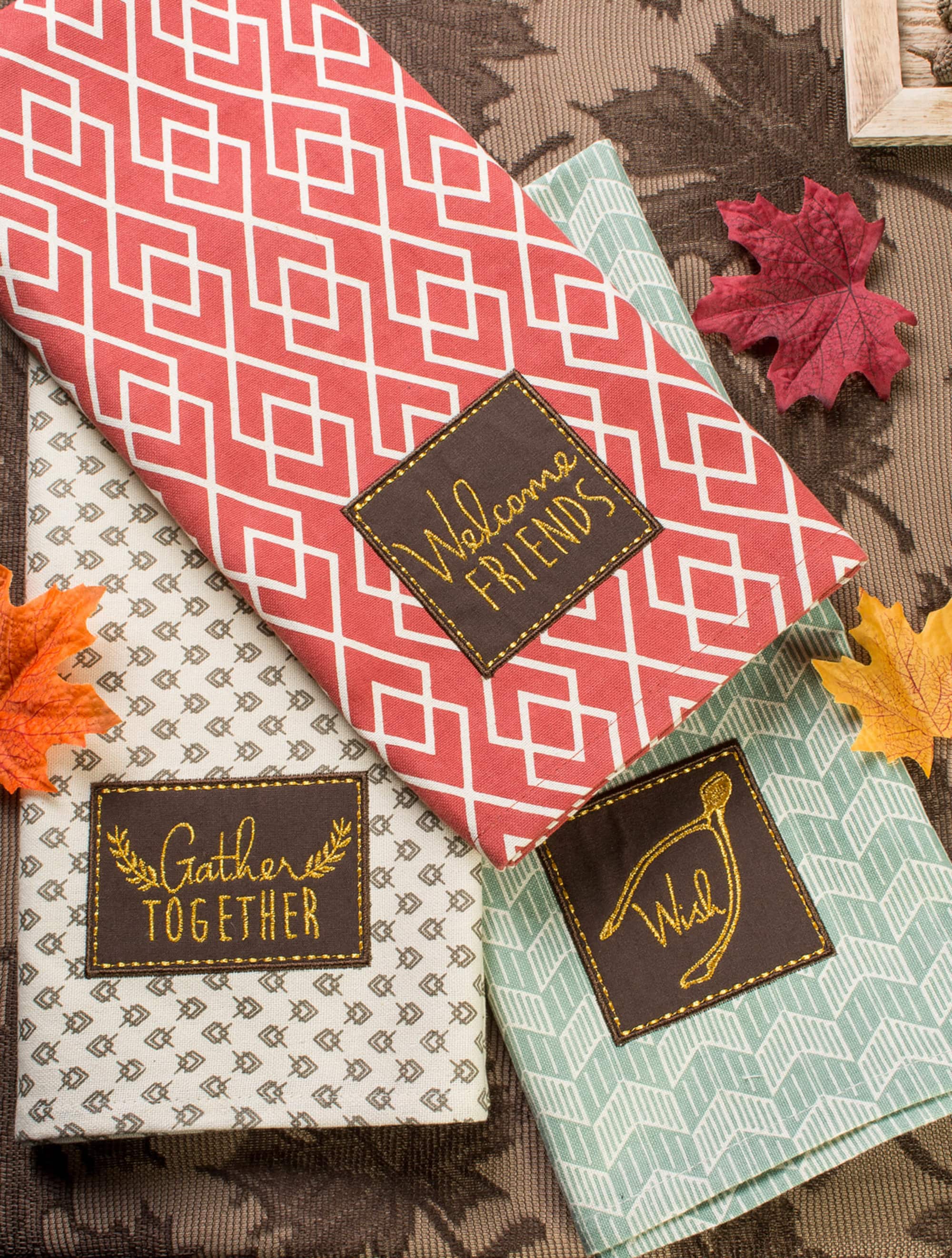 DII® Assorted Rustic Fall Embellished Dishtowel Set