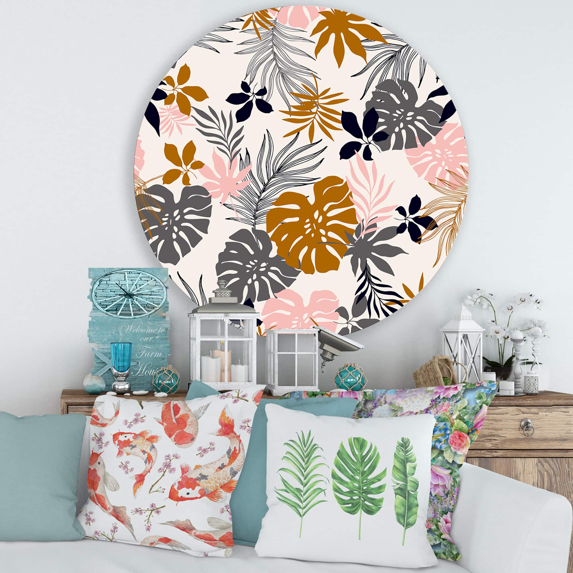 Designart - Tropical Naturepalm Monstera Leaves In Silhouette
