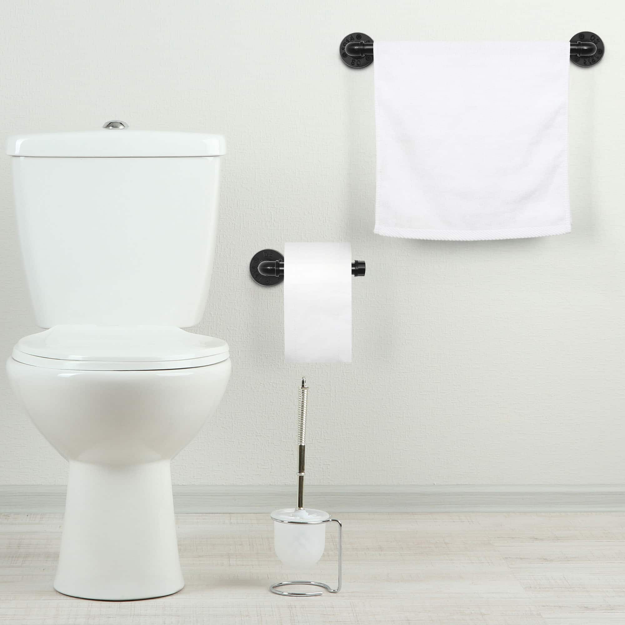 NEX™ 7-Piece Black Wall-Mounted Toilet Paper Roll Holder Set