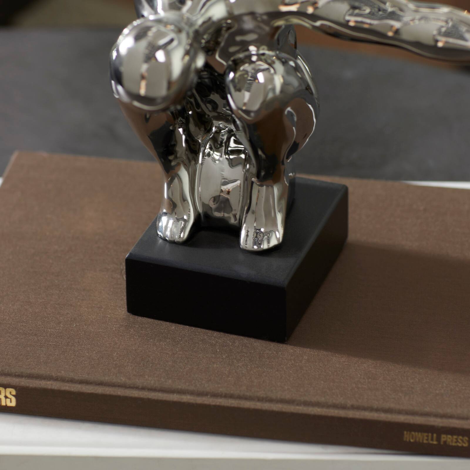 17" Silver Porcelain Traditional Man Sculpture