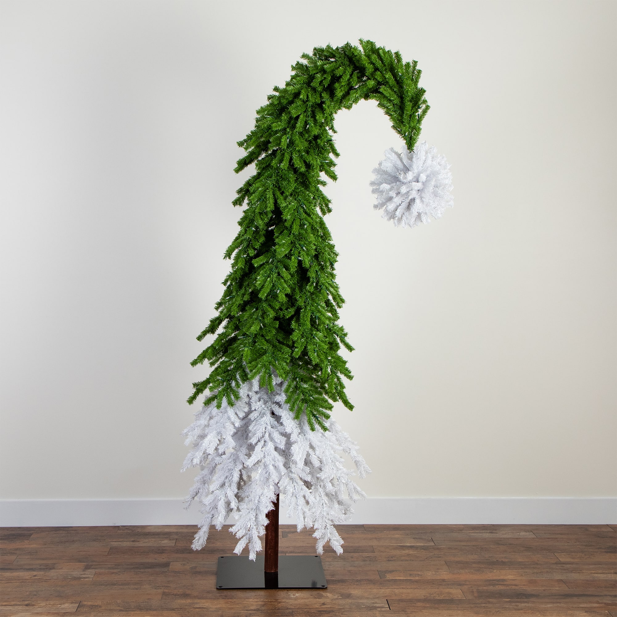7ft. Pre-Lit Fir Santa’s Hat Artificial Christmas Tree, Clear LED Lights