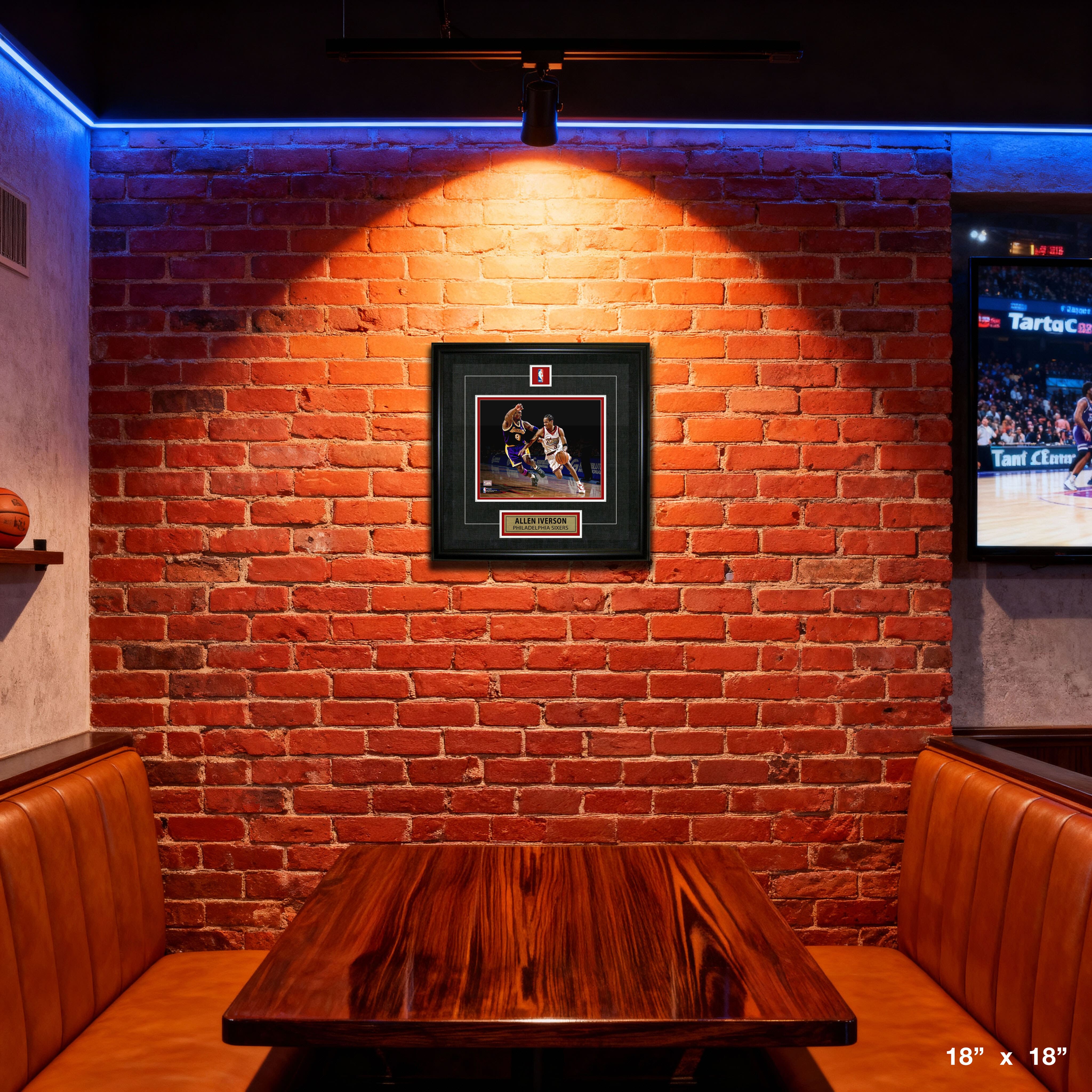 Allen Iverson Framed Pin & Plate Sixers 18" x 18"