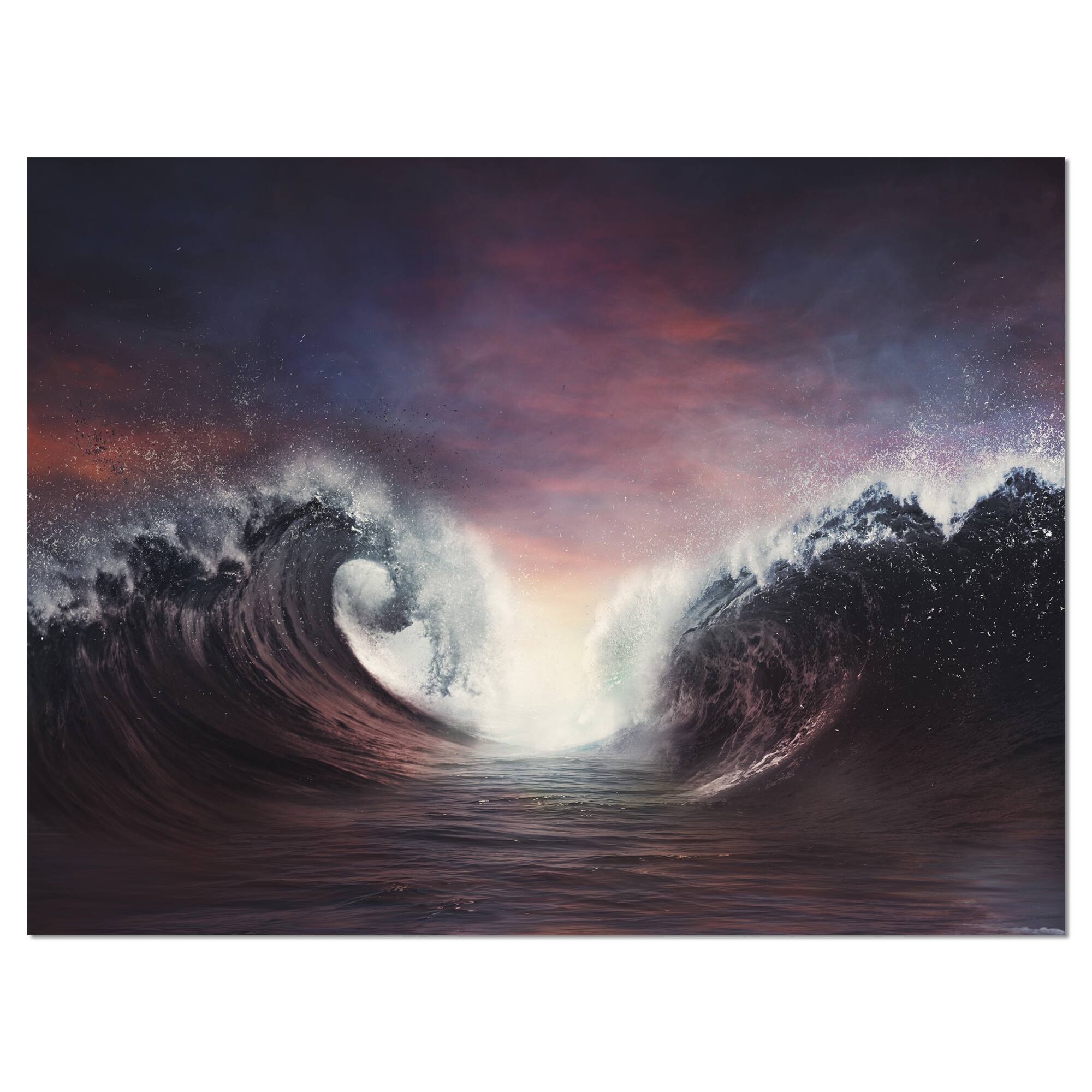 Designart - Dark Parting Ocean with Colorful Clouds
