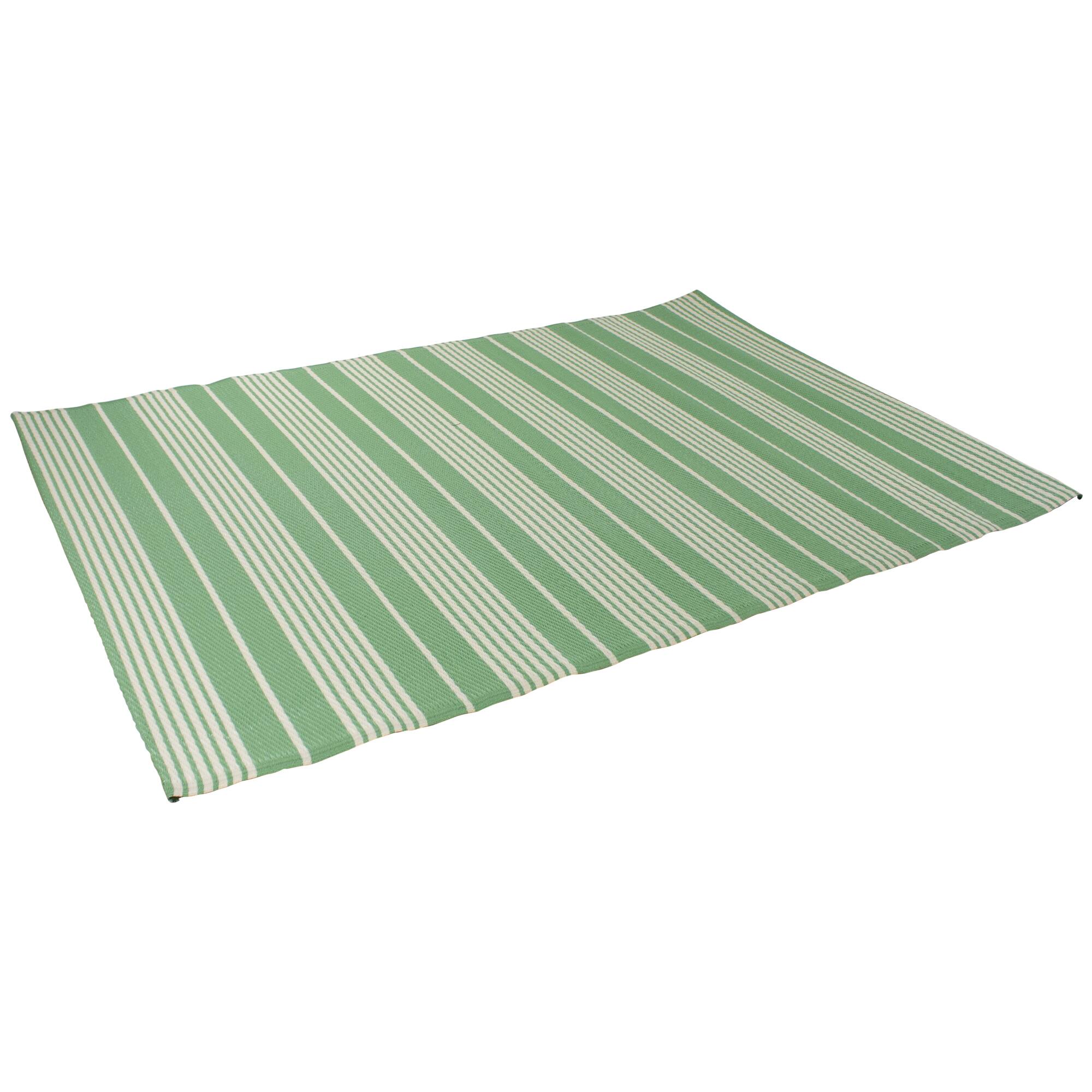 Green & White Striped Outdoor Area Rug, 4ft. x 6ft.