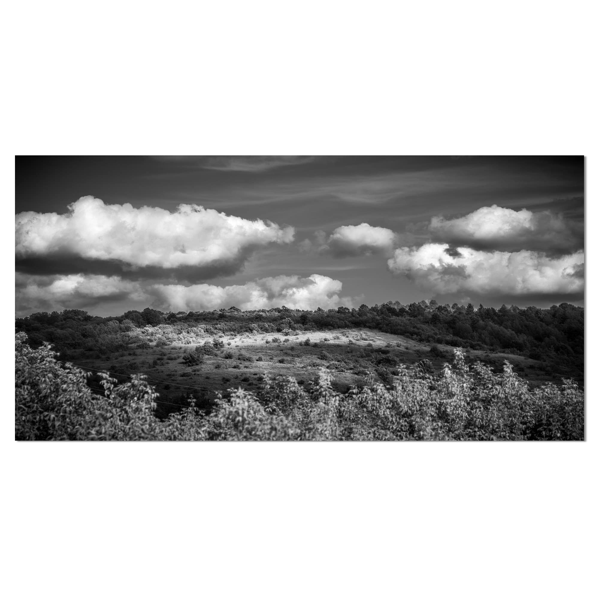 Designart - Green Hills under Cloudy Sky - Extra Large Wall Art Landscape