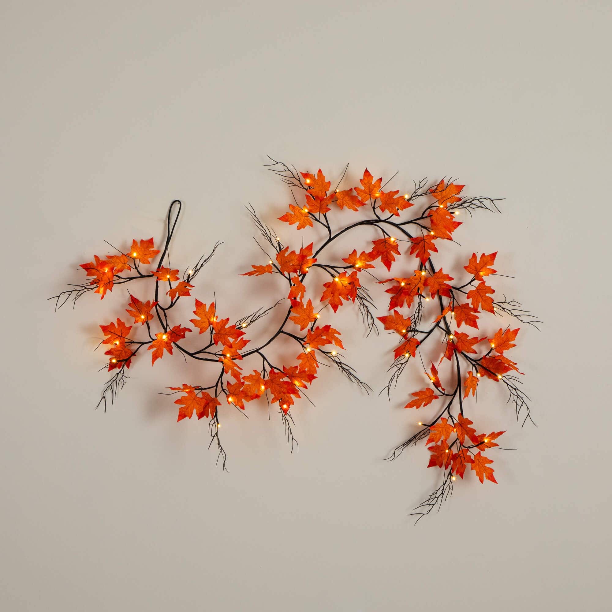 6ft. Pre-Lit Autumn Maple Artificial Fall Garland with 54 Warm White LED Lights