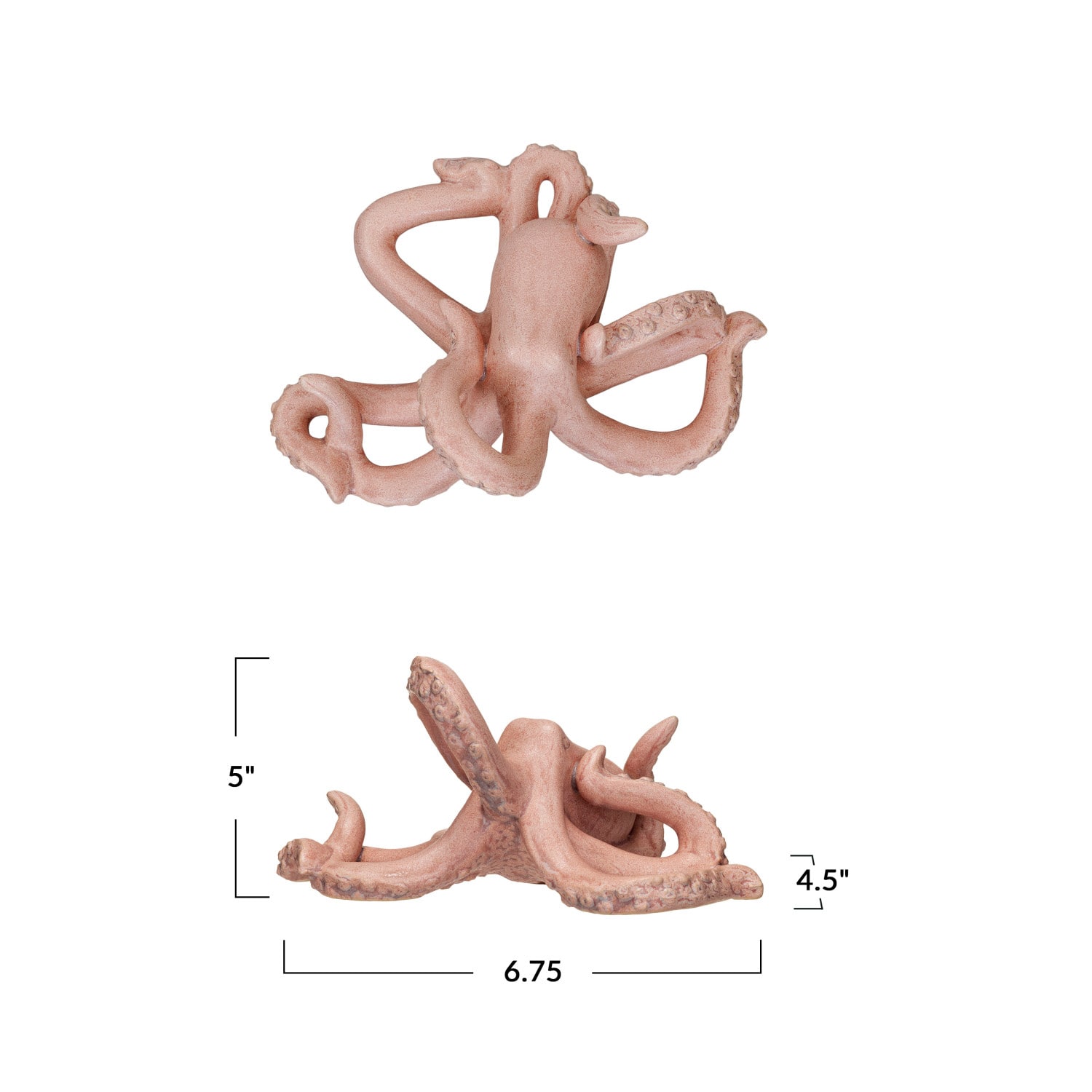 Hello Honey® 6.75" Pink Stoneware Octopus Accent Décor with Reactive Glaze