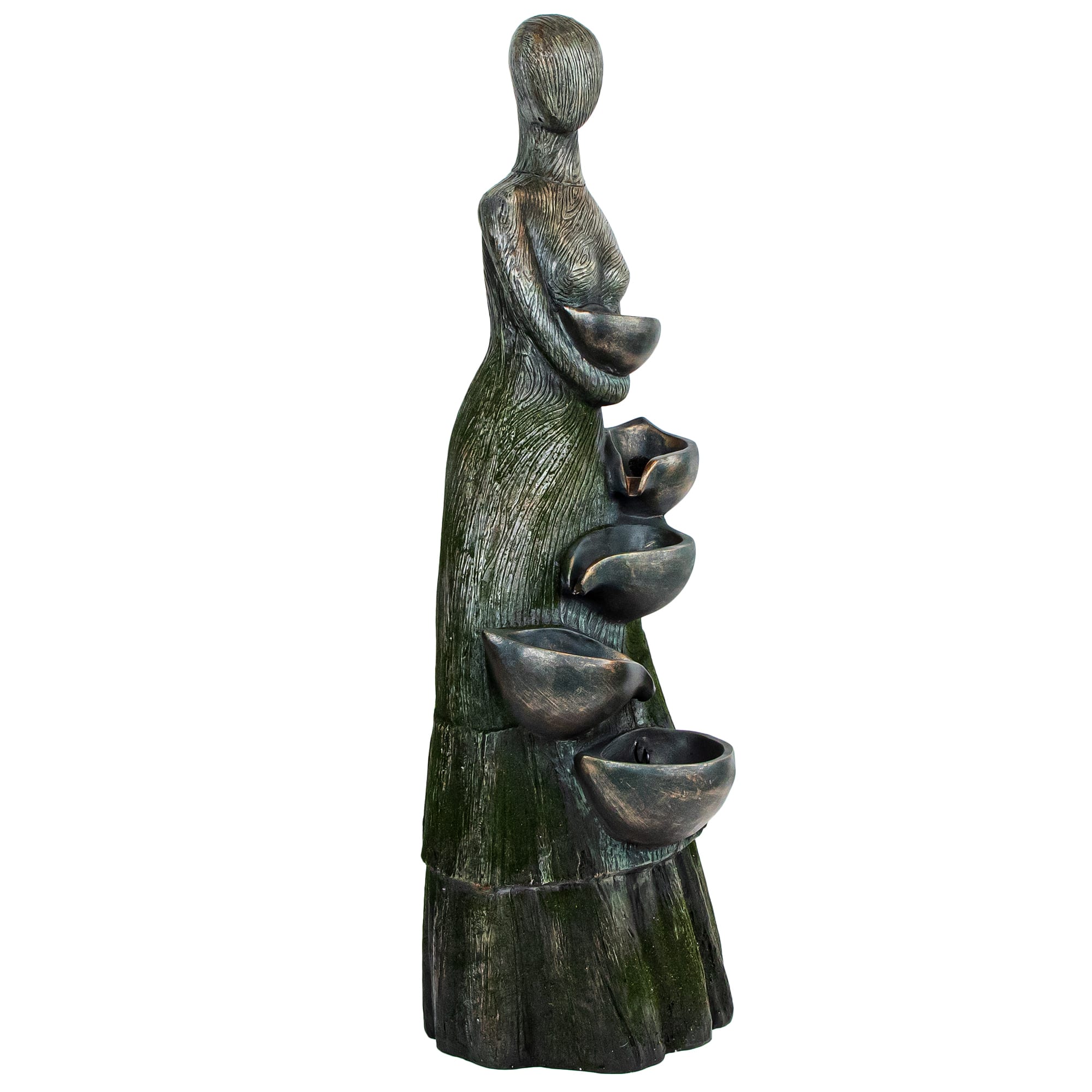 39" LED Modern Woman Tiered Outdoor Garden Water Fountain