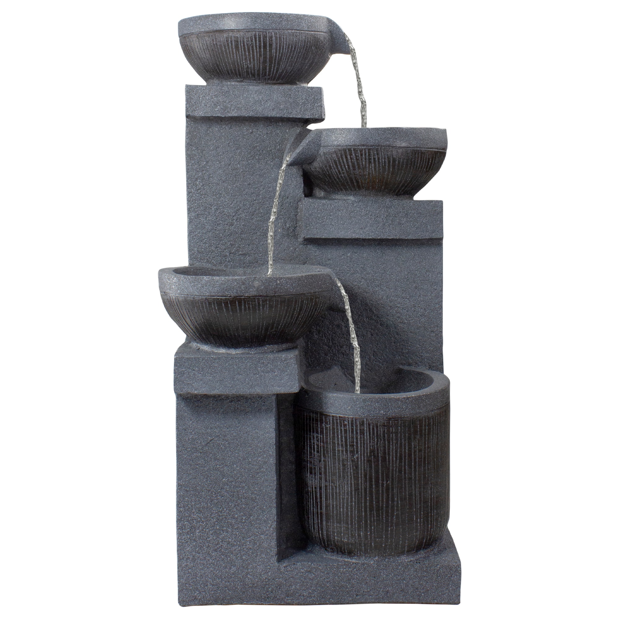 23" LED Cascading 4-Tier Bowl Outdoor Water Fountain