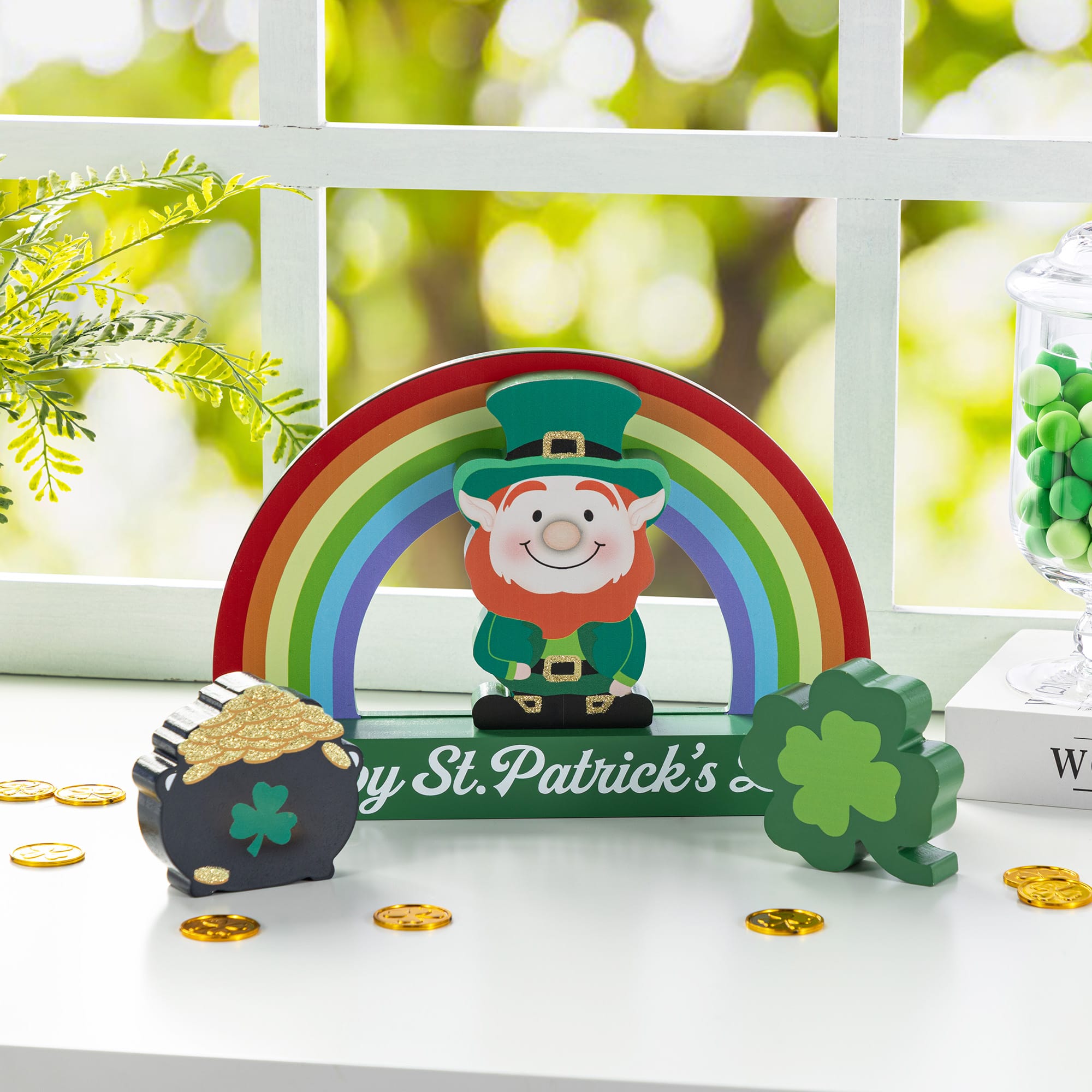 Glitzhome® 12" St. Patrick's Wooden Table Block Set