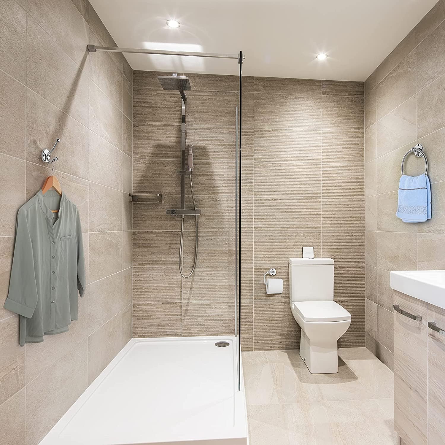 Stainless Steel Towel Ring & Toilet Paper Holder Set