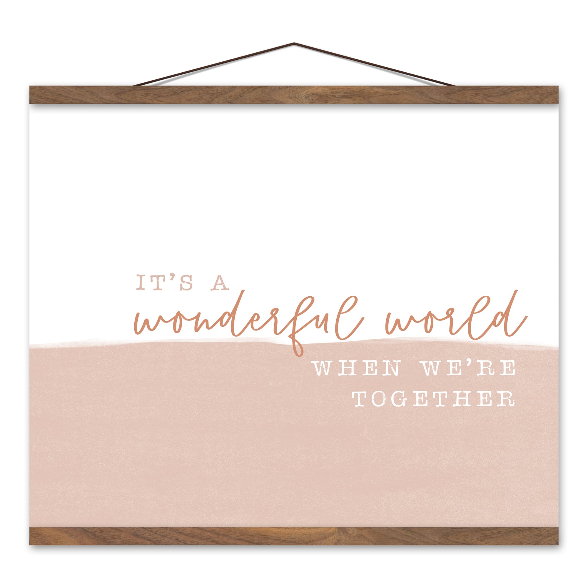 Wonderful World Together 20" x 16" Teak Hanging Canvas