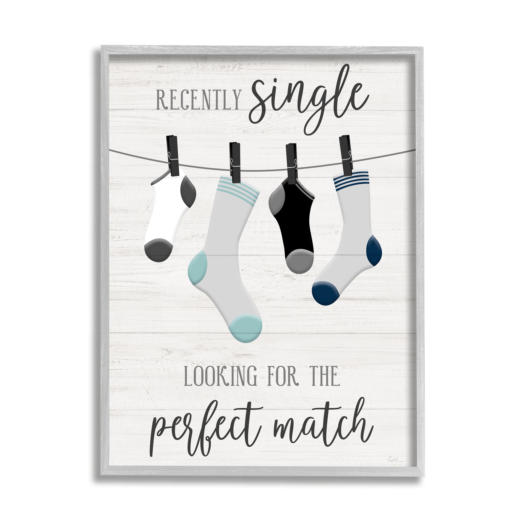 Stupell Industries Recently Single For Perfect Match Laundry Sock Sign Framed Wall Art
