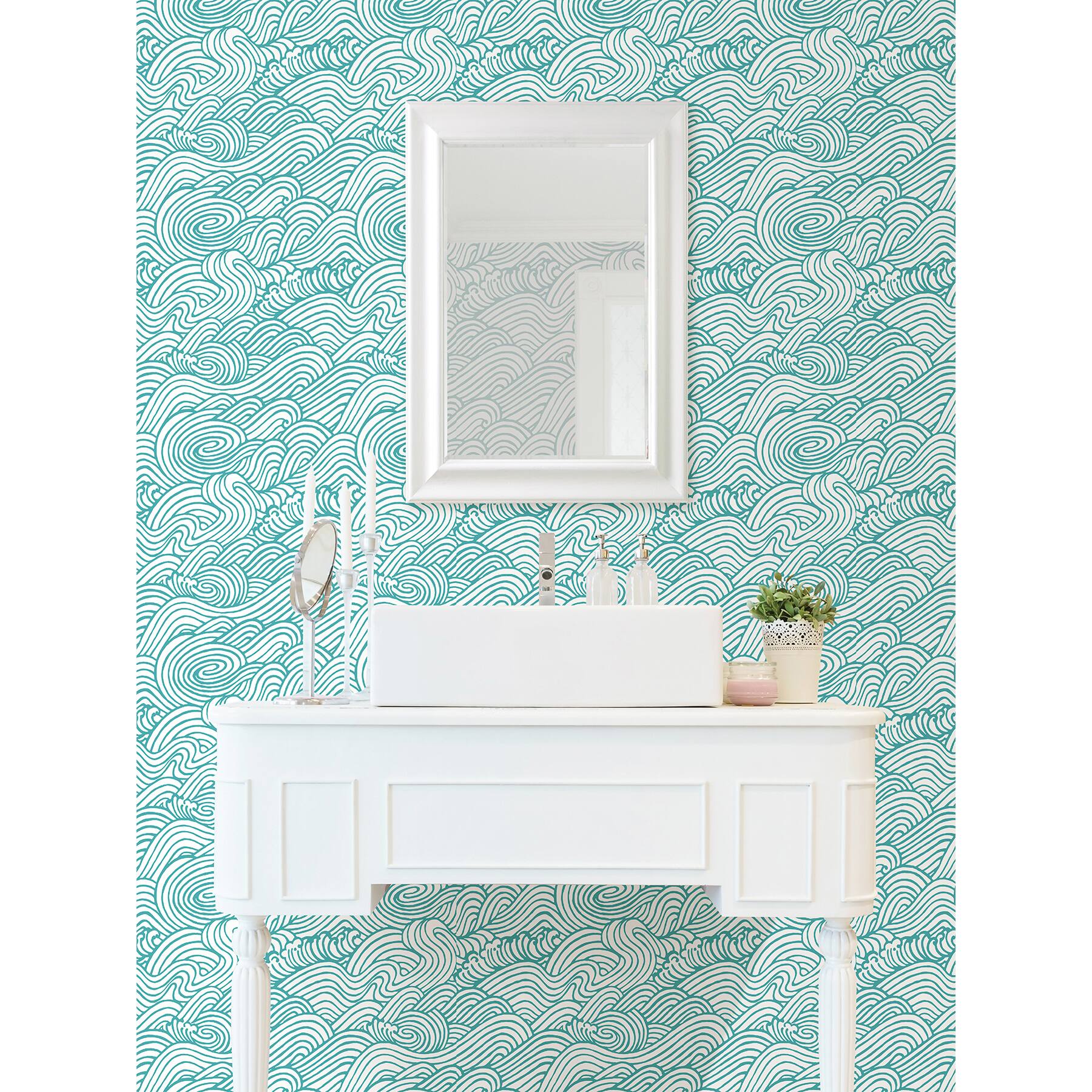 NuWallpaper Teal Saybrook Peel & Stick Wallpaper