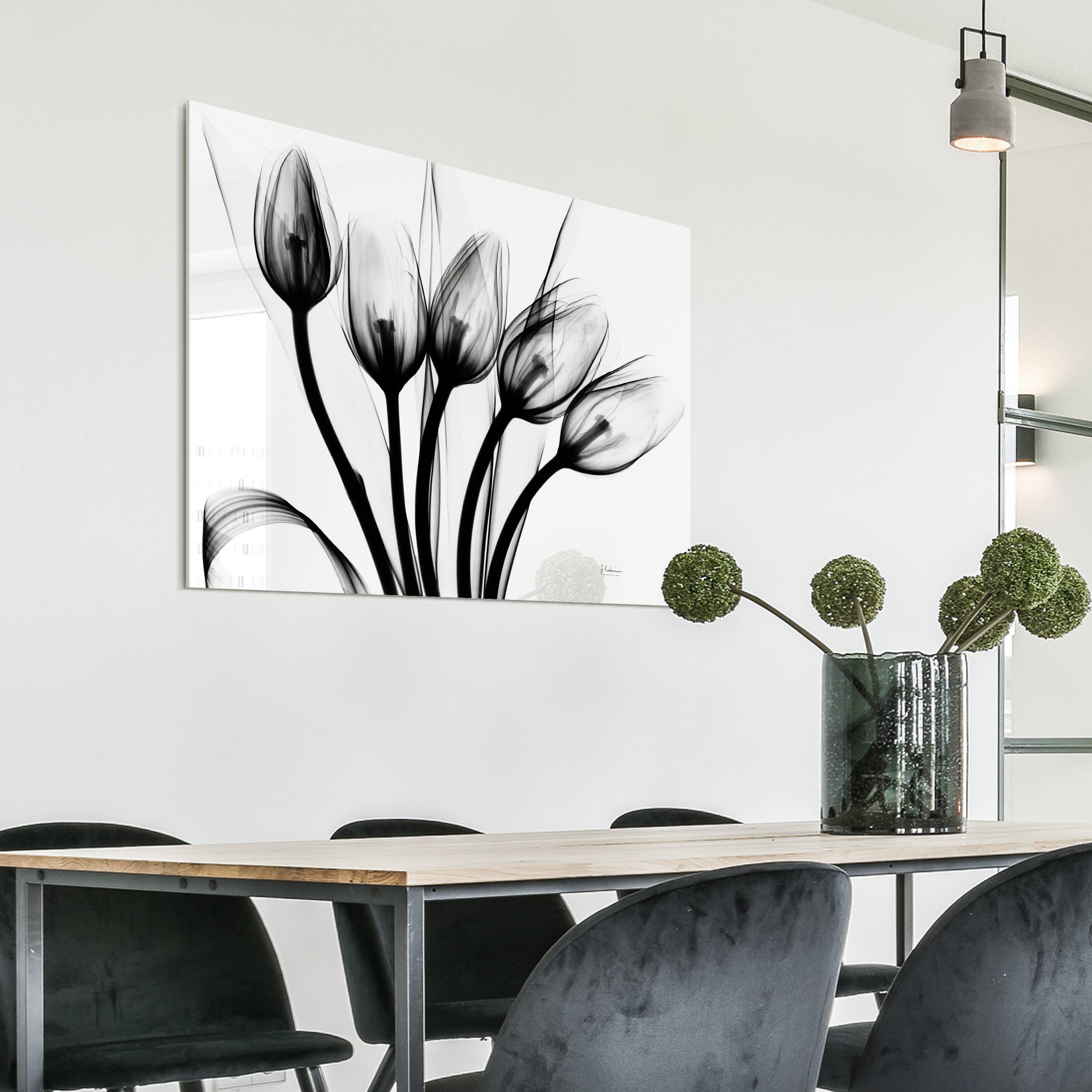 Empire Art Direct 32" x 48" Marching Tulips Frameless Free Floating Printed Tempered Glass Wall Art