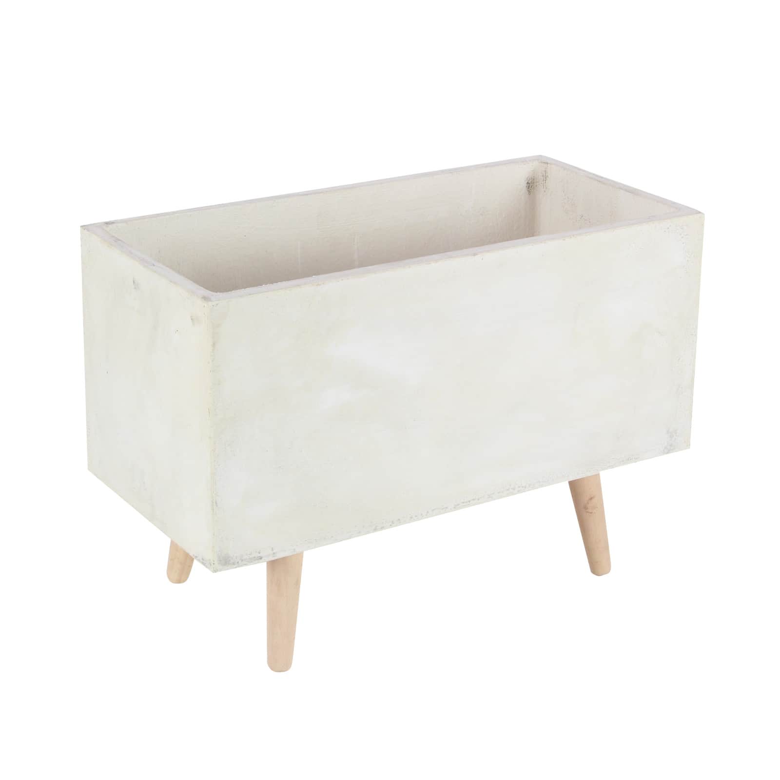 Set of 2 White Fiber clay Contemporary Planter, 17", 21"