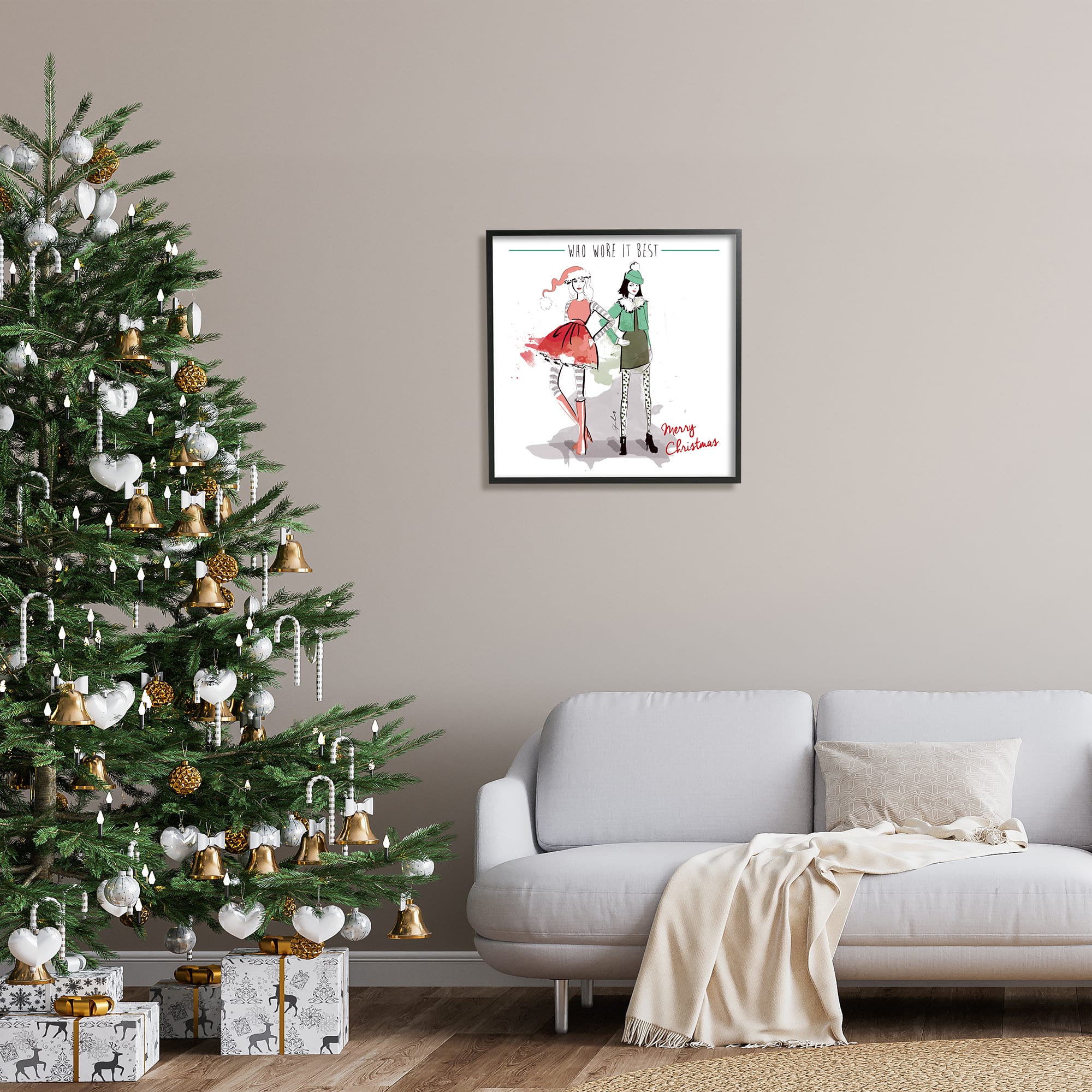 Stupell Industries Who Wore It Best Christmas Fashion Framed Giclee Art
