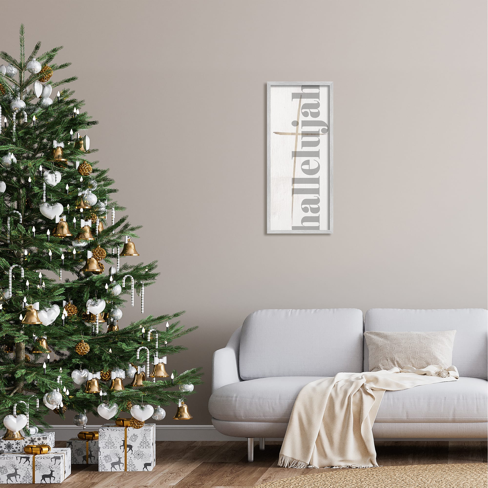 Stupell Industries Hallelujah Spiritual Christmas Sign Framed Giclee Art